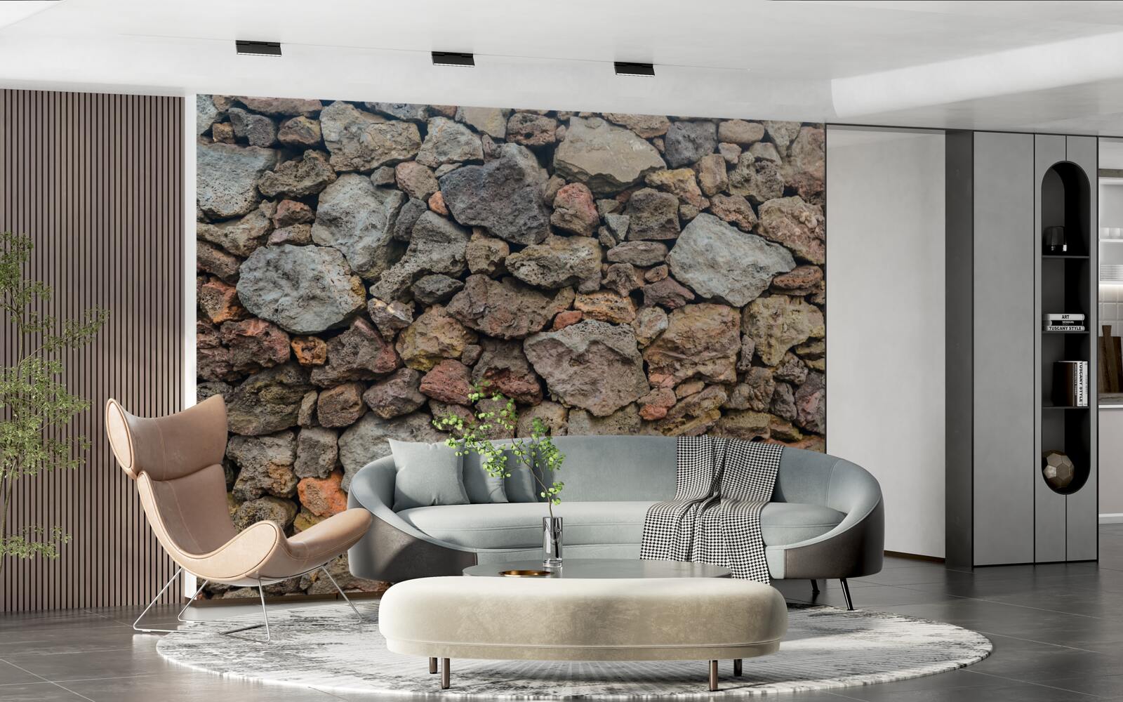 Fotobehang Vulkanische stenen muur