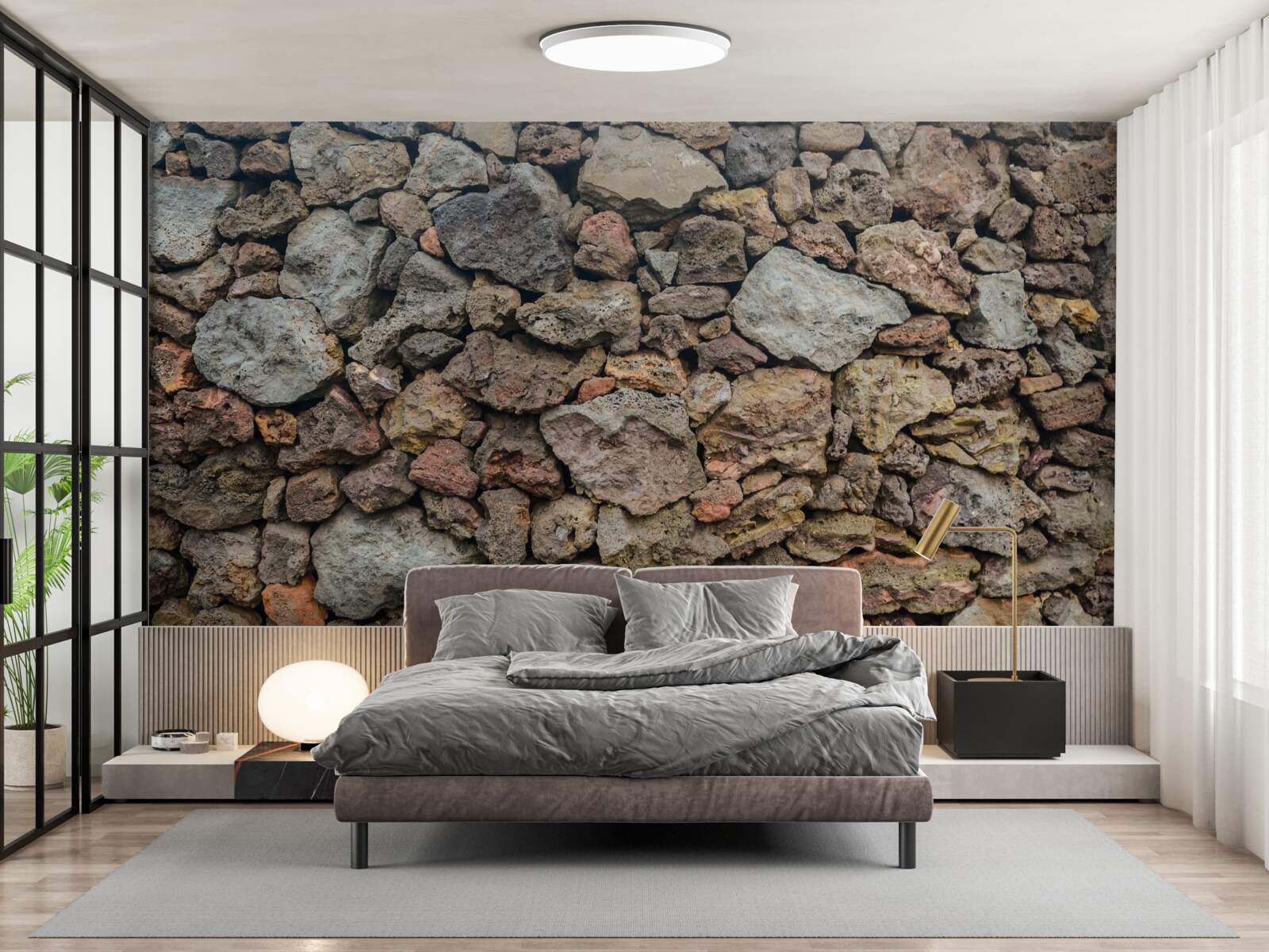 Fotobehang Vulkanische stenen muur