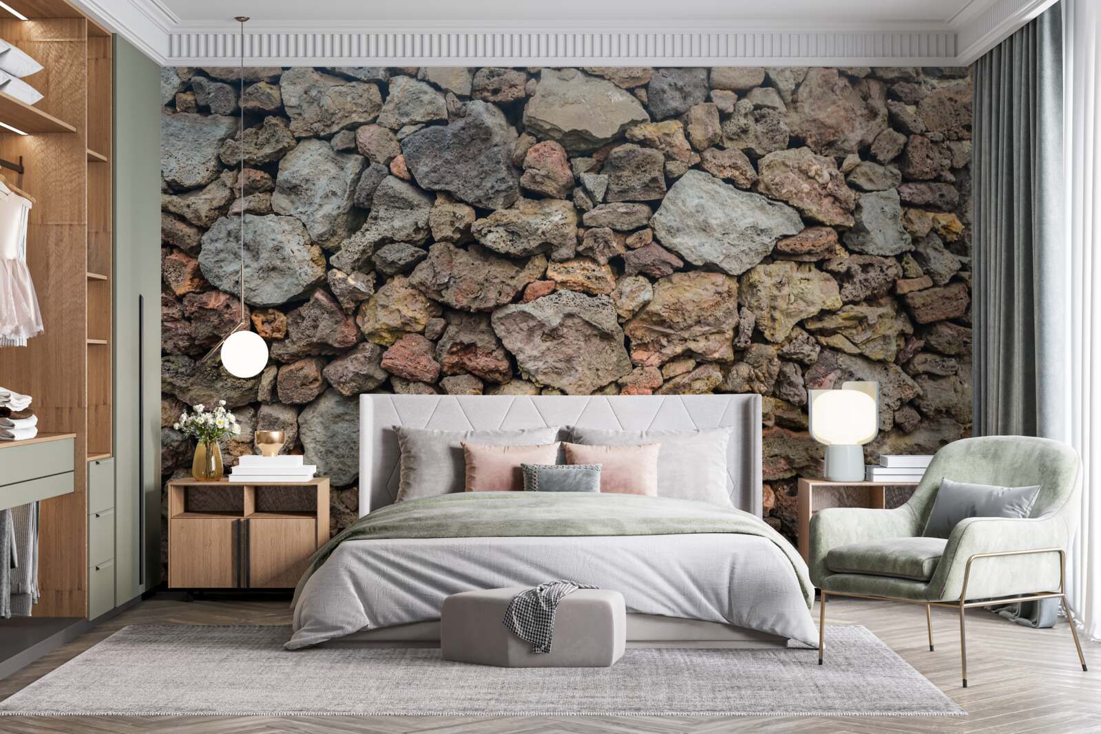 Fotobehang Vulkanische stenen muur