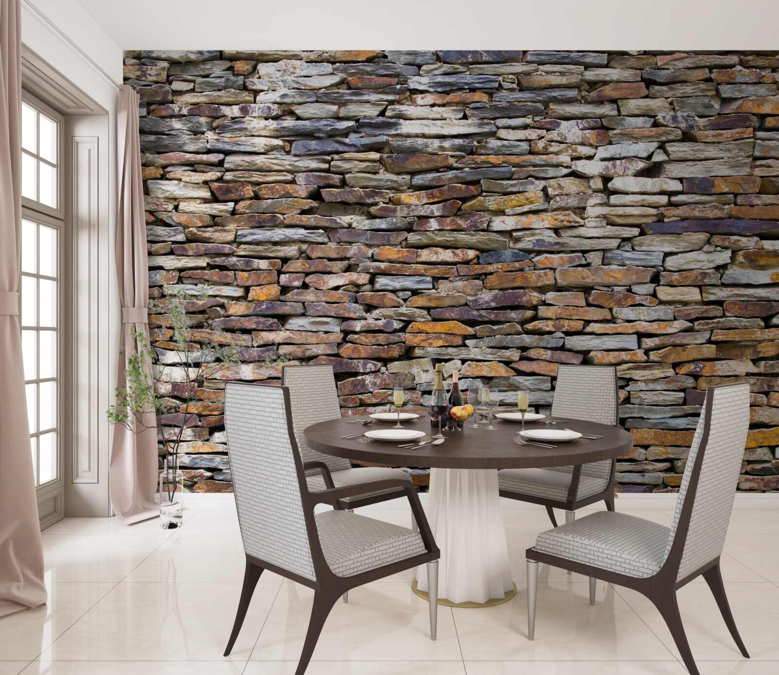 Fotobehang barrière van zwarte leisteen