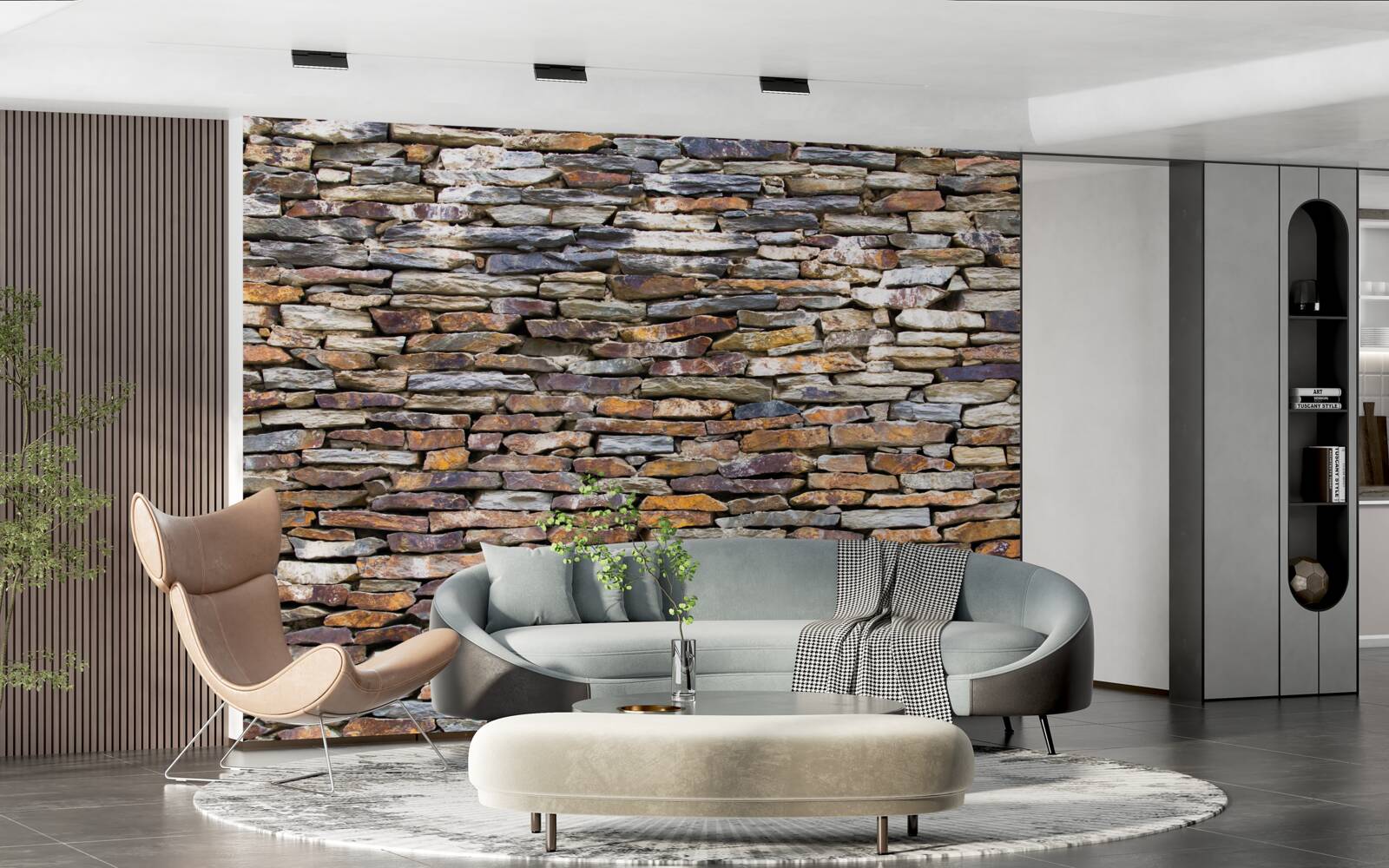 Fotobehang barrière van zwarte leisteen