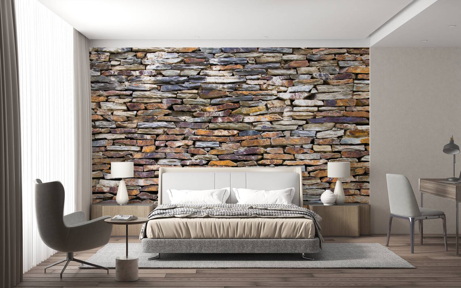 Fotobehang barrière van zwarte leisteen