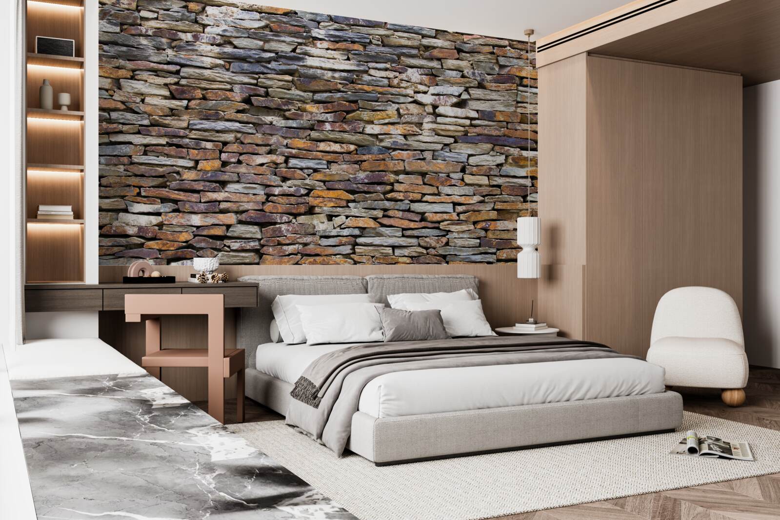 Fotobehang barrière van zwarte leisteen