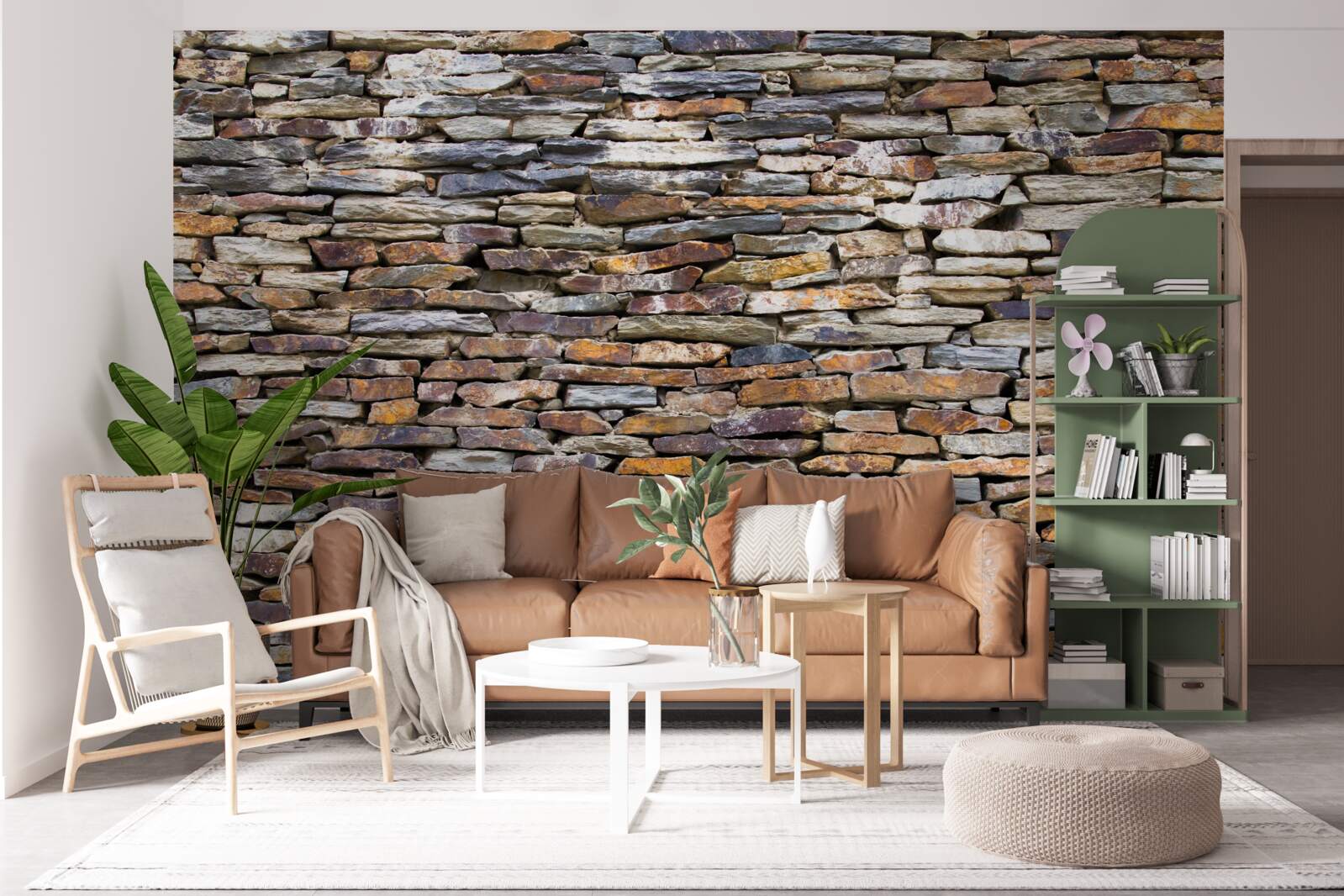 Fotobehang barrière van zwarte leisteen