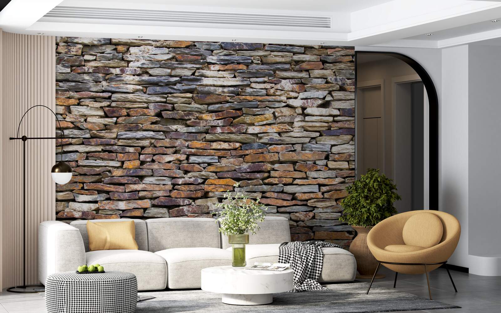 Fotobehang barrière van zwarte leisteen