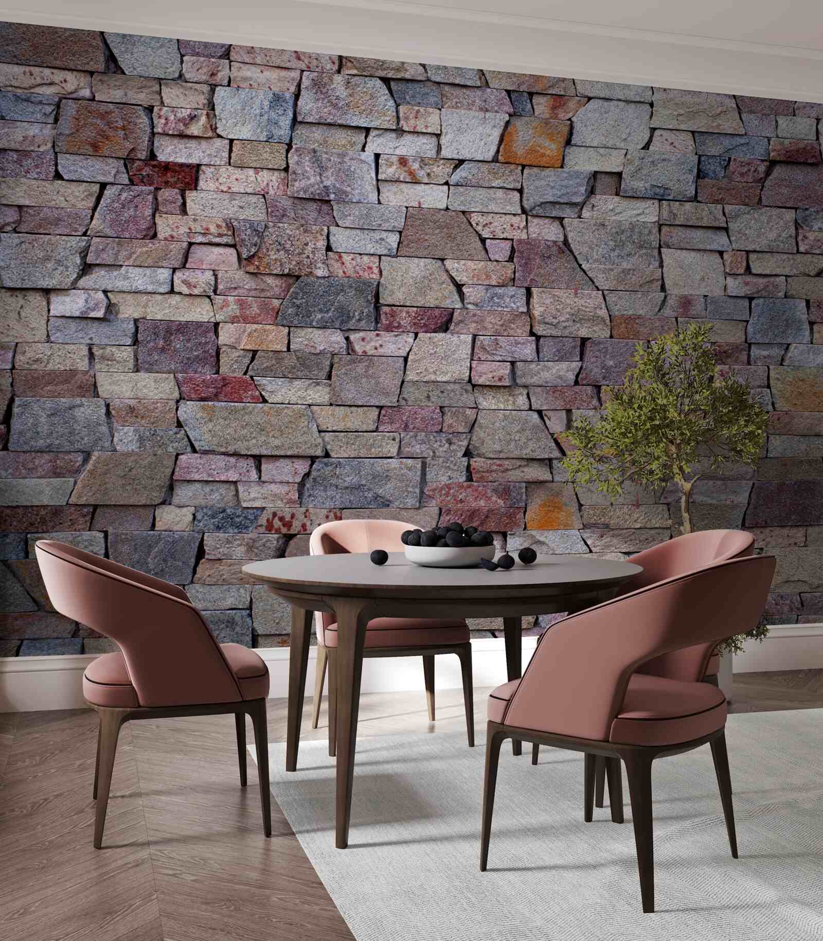 Fotobehang landelijke stenen muurbouw