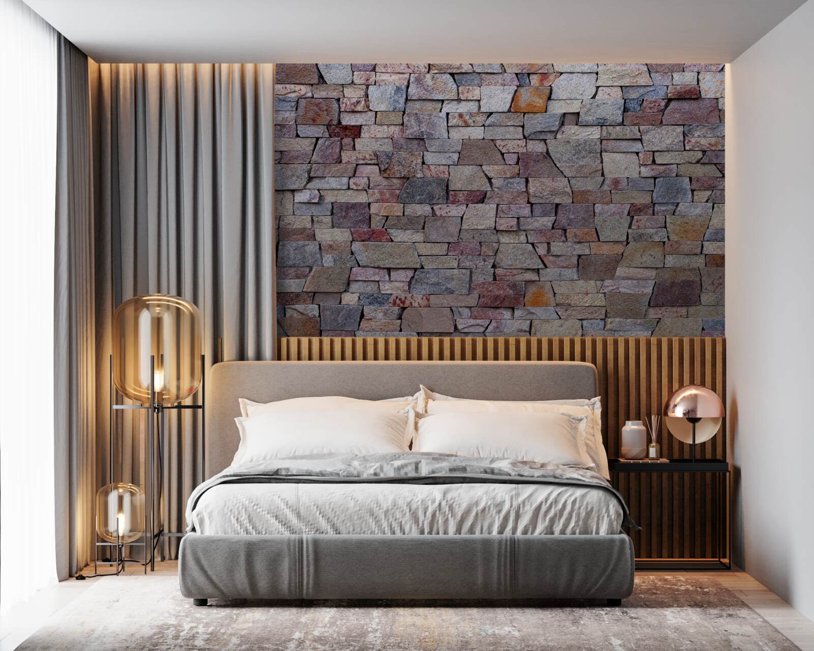 Fotobehang landelijke stenen muurbouw