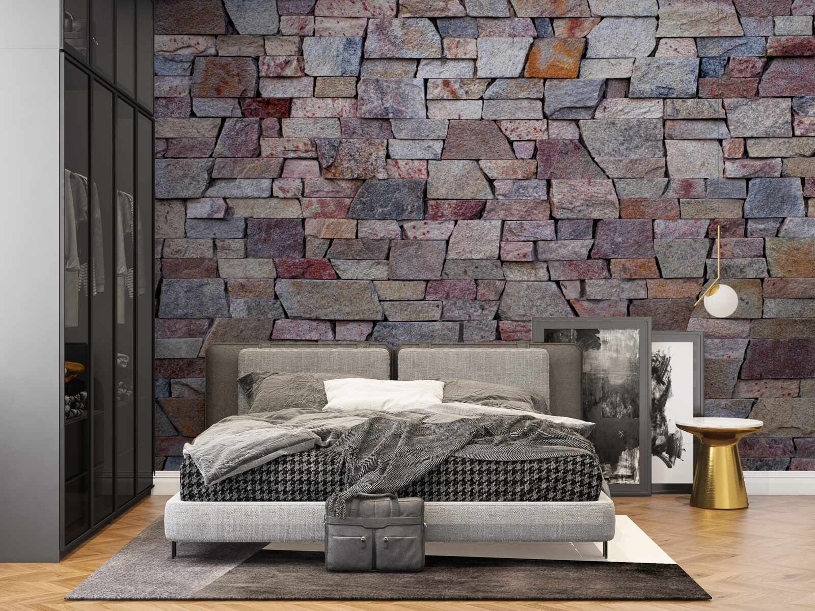 Fotobehang landelijke stenen muurbouw