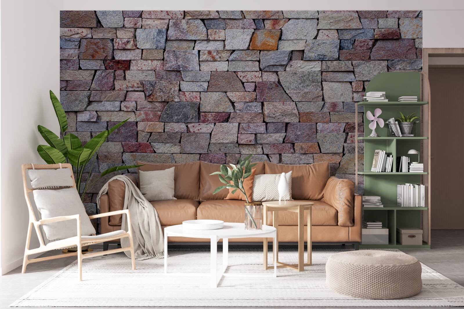 Fotobehang landelijke stenen muurbouw