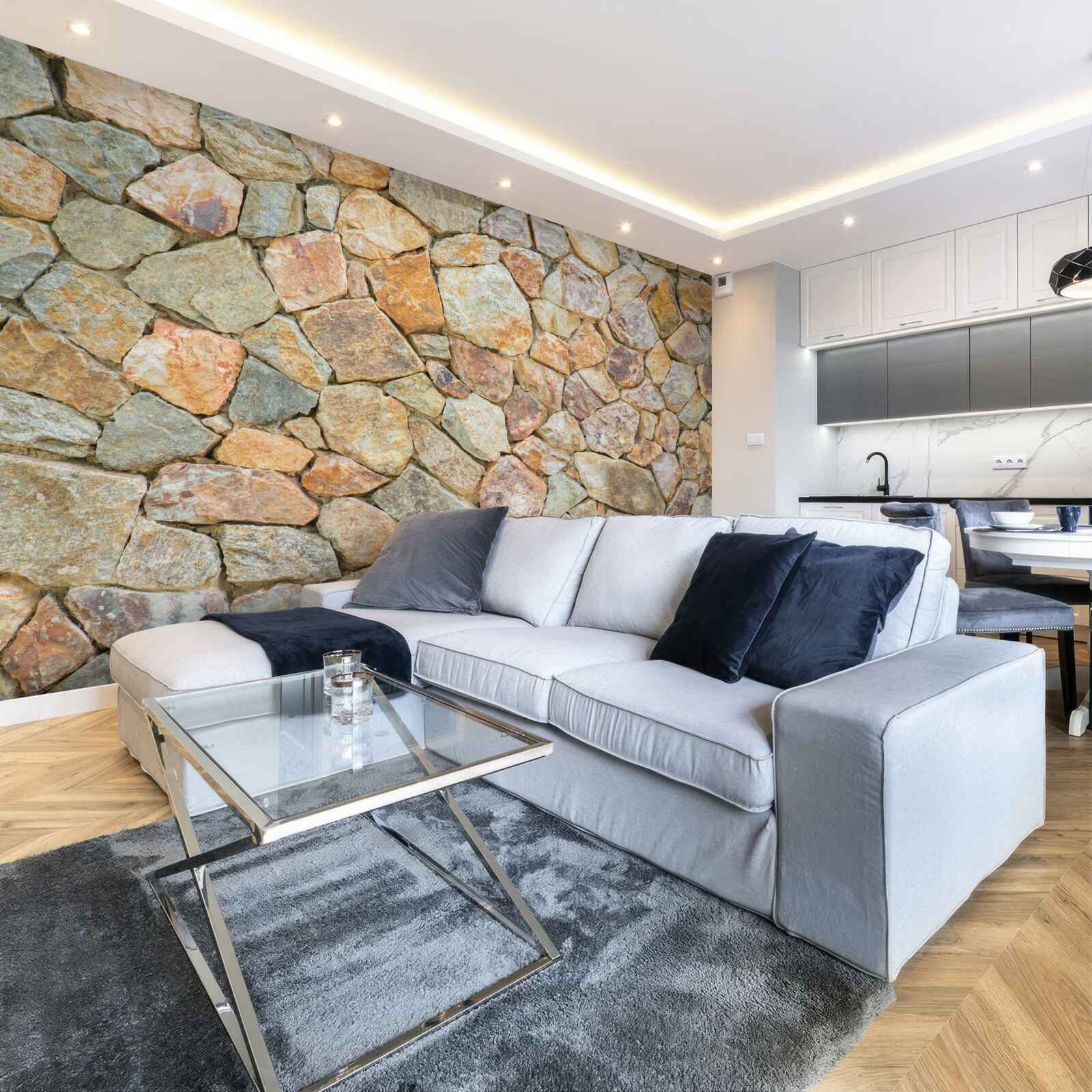 Fotobehang bruine stenen in verschillende tinten