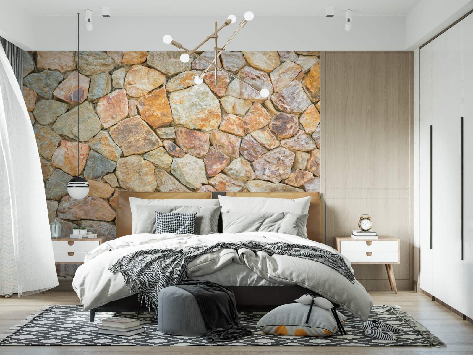 Fotobehang bruine stenen in verschillende tinten