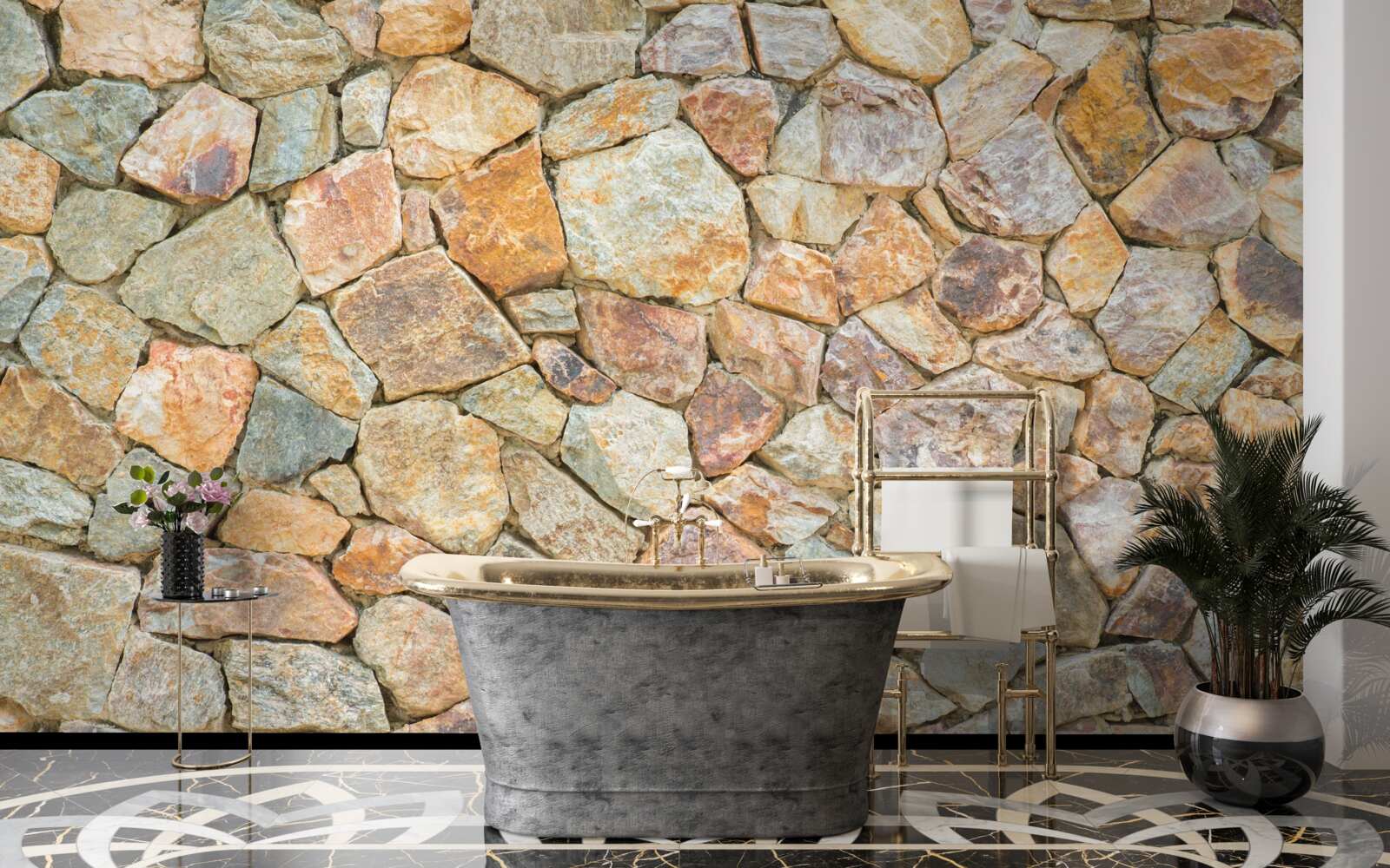 Fotobehang bruine stenen in verschillende tinten