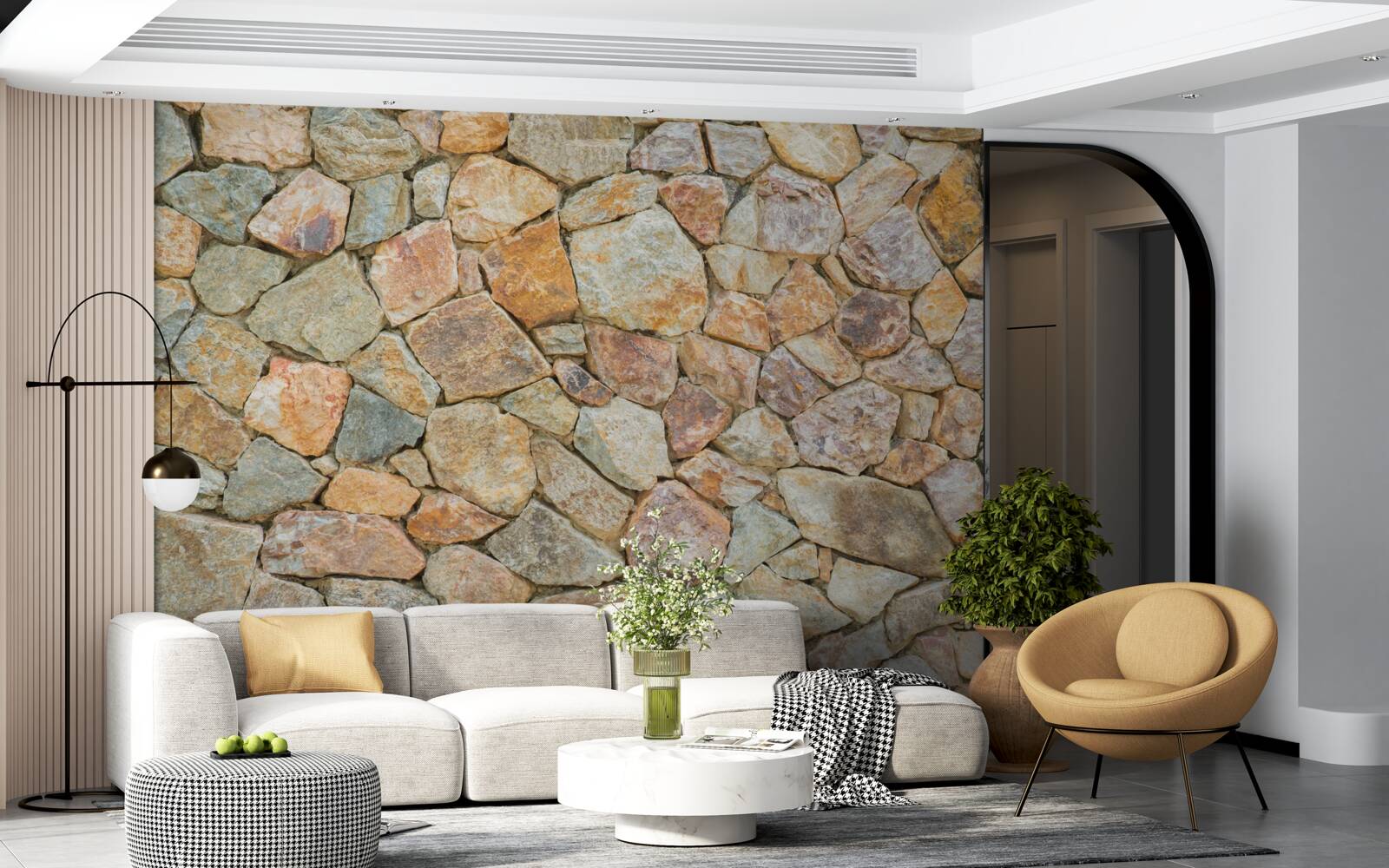 Fotobehang bruine stenen in verschillende tinten