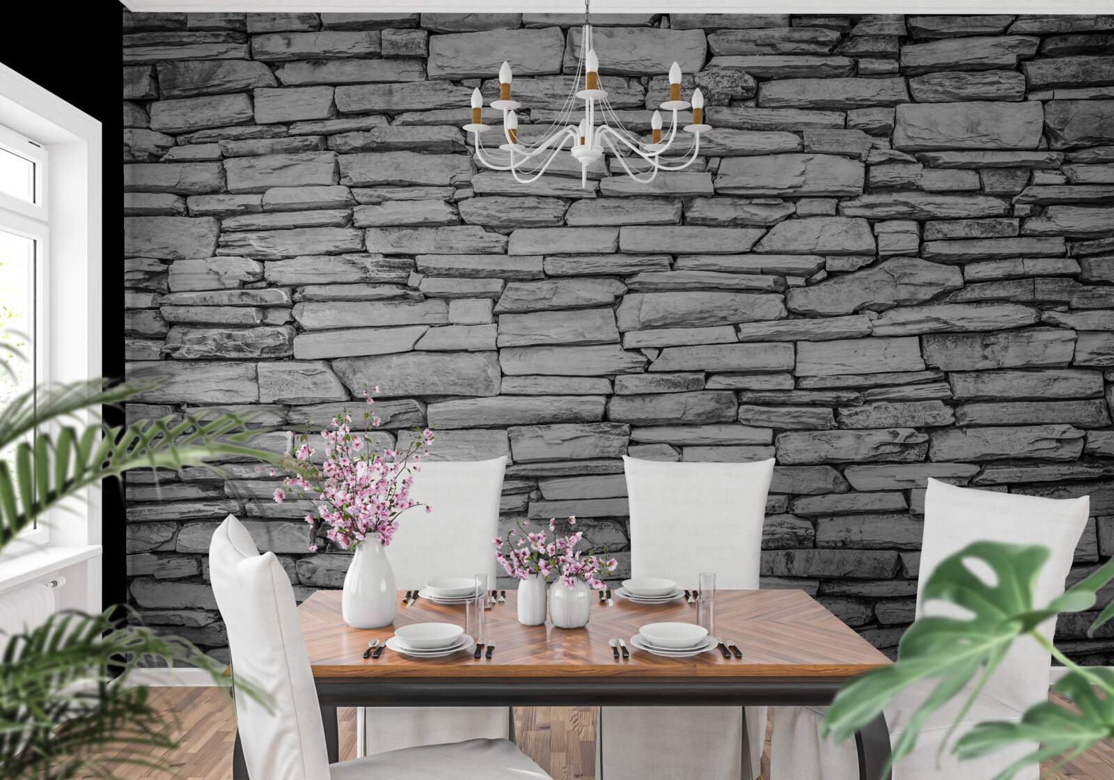 Fotobehang structuur van grijze stenen muur