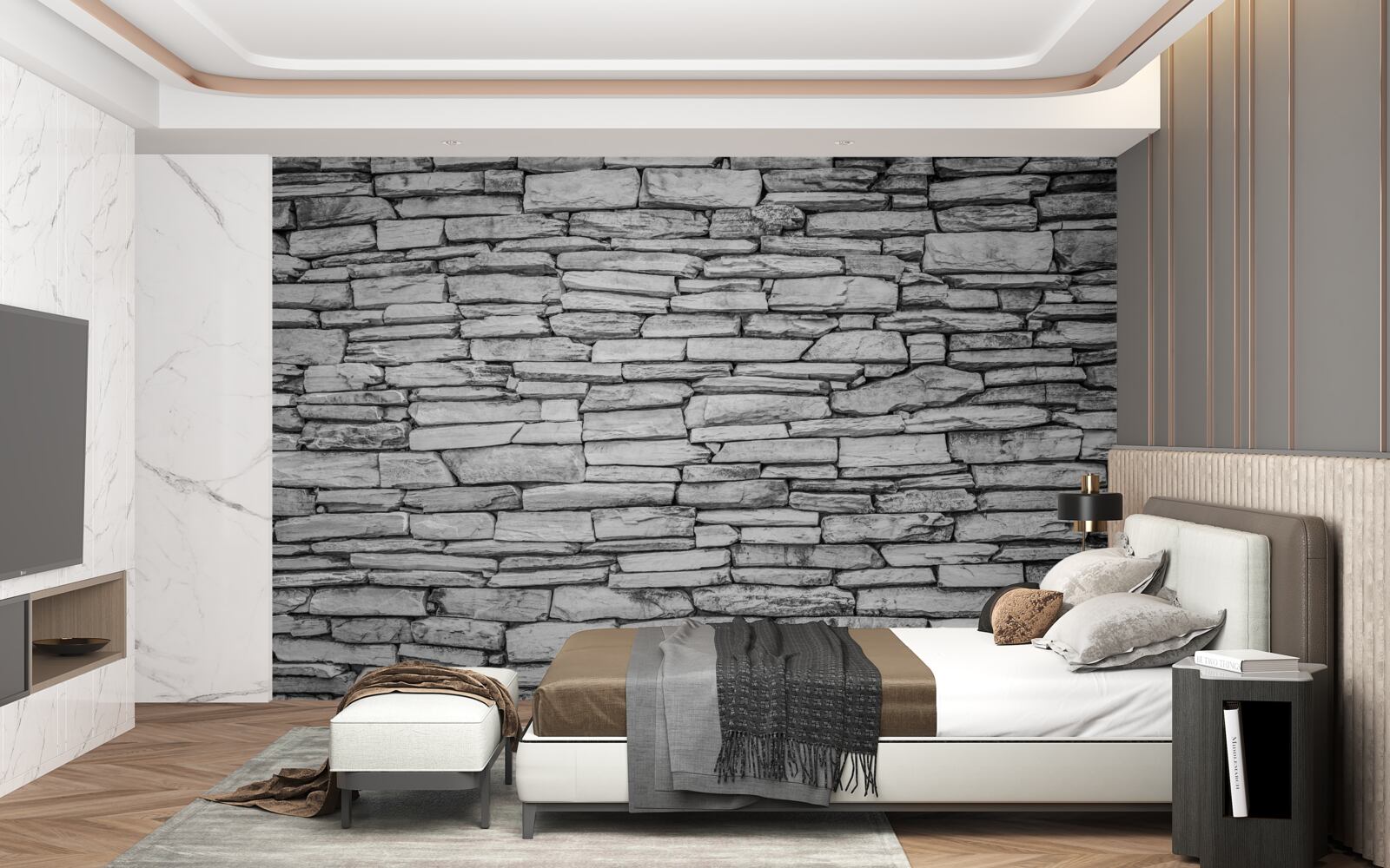 Fotobehang structuur van grijze stenen muur