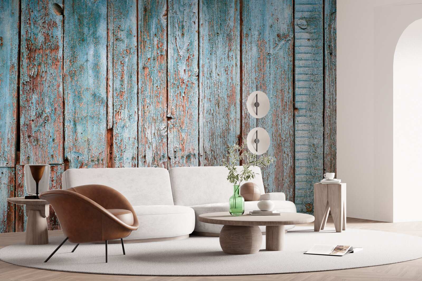 Fotobehang achtergrond van oude balken in grijs- en blauwtinten