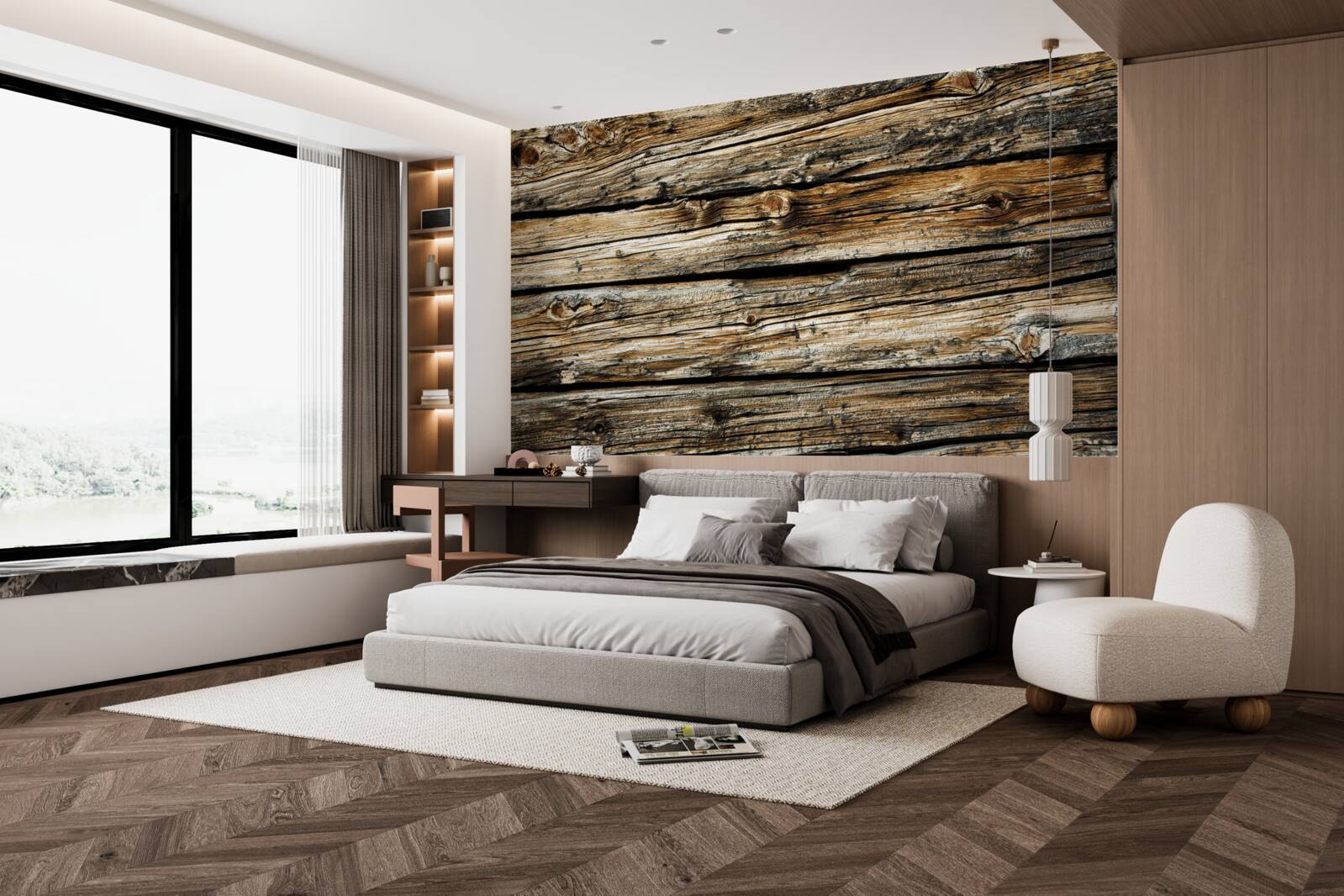 Fotobehang authentieke houten plank in retrostijl