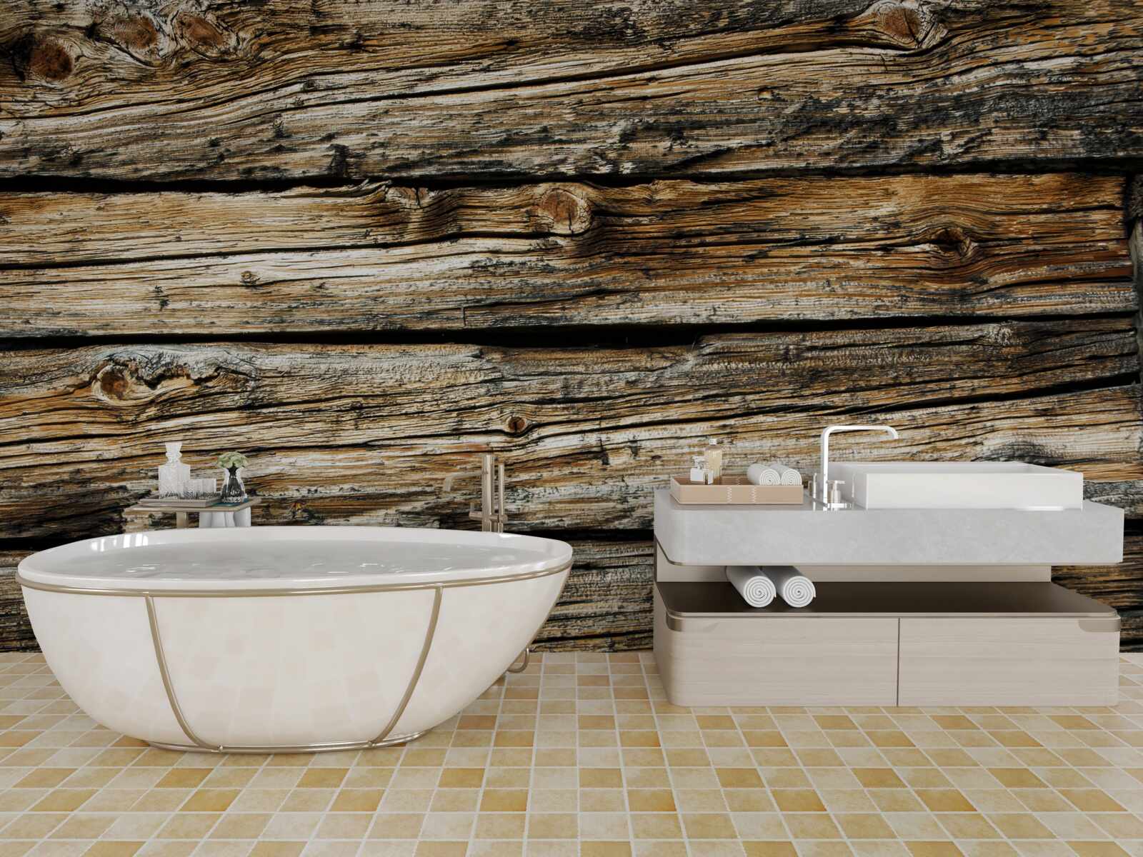 Fotobehang authentieke houten plank in retrostijl