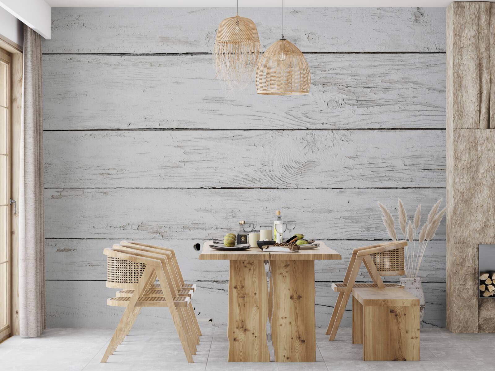 Fotobehang lichtgrijs houten parket