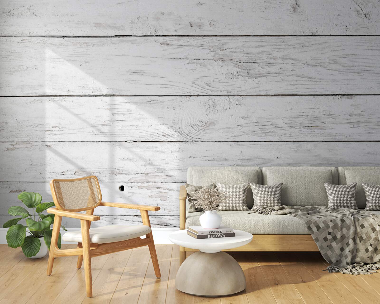 Fotobehang lichtgrijs houten parket