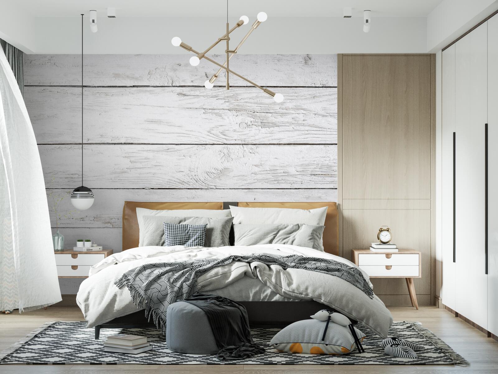 Fotobehang lichtgrijs houten parket