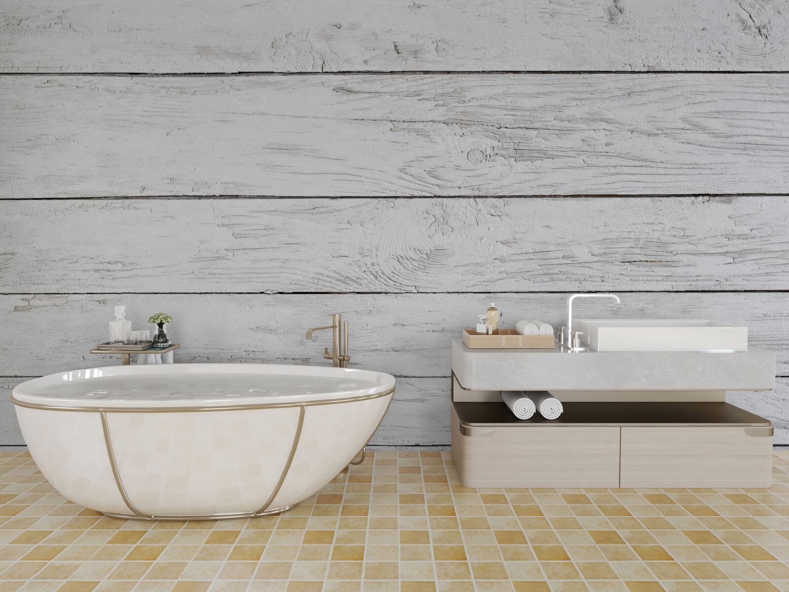 Fotobehang lichtgrijs houten parket