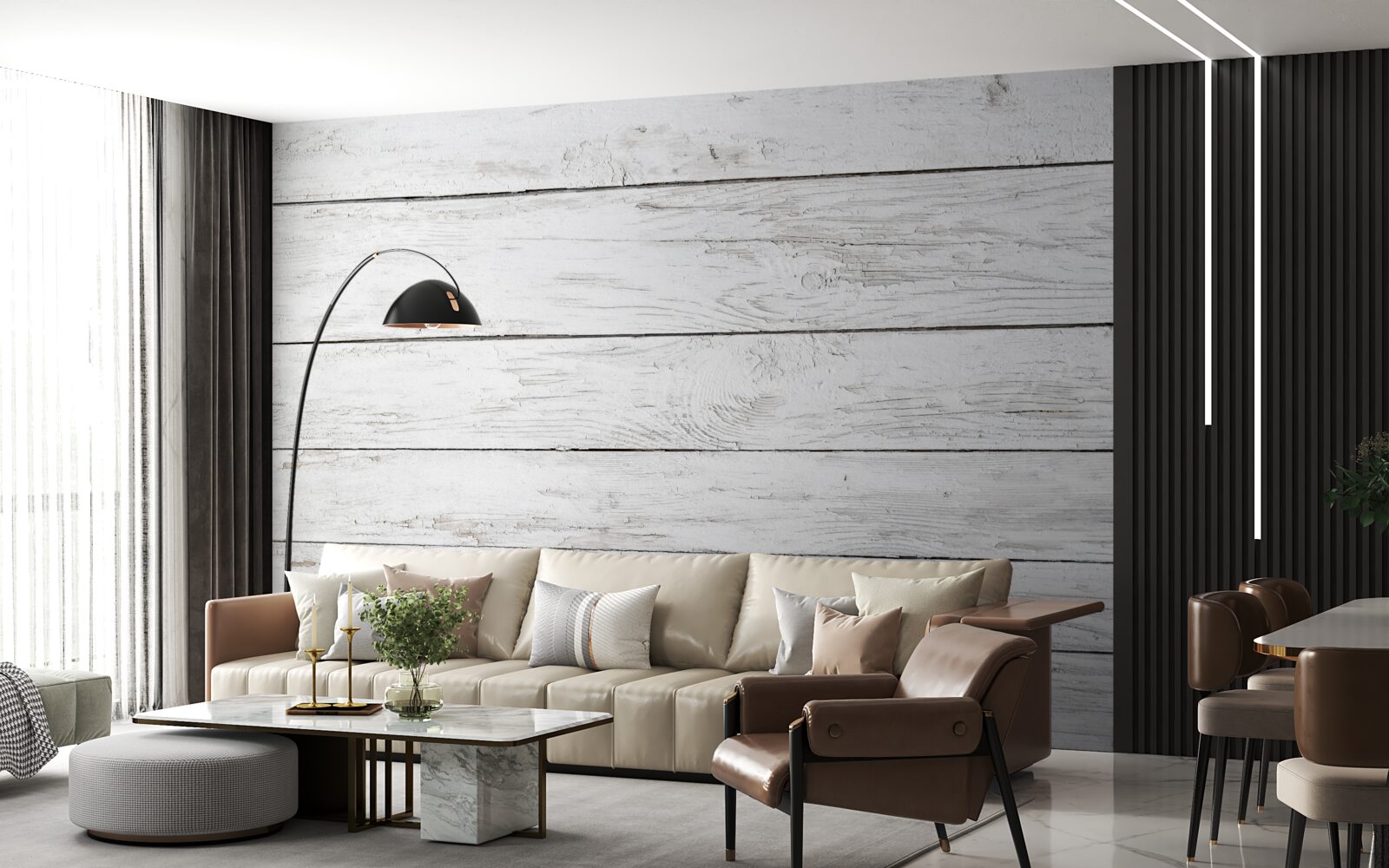 Fotobehang lichtgrijs houten parket