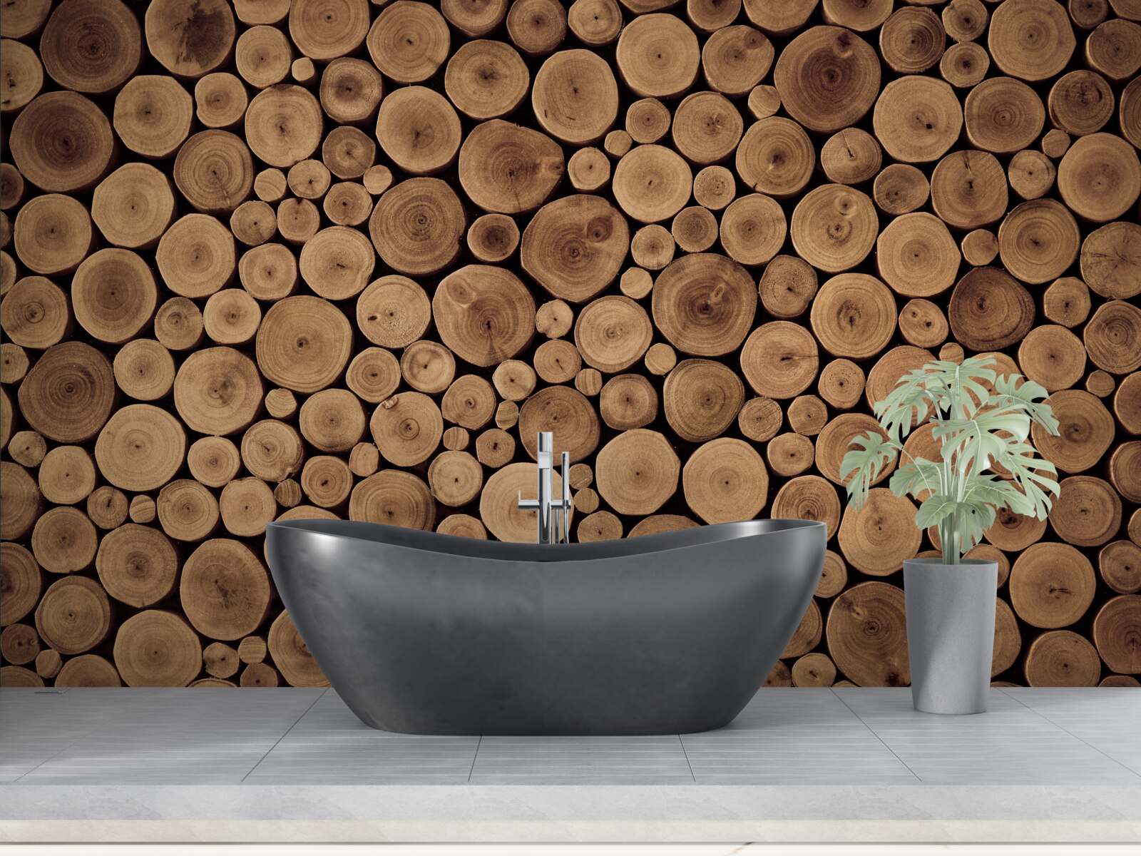 Fotobehang voorzichtig rond boomstammen snoeien