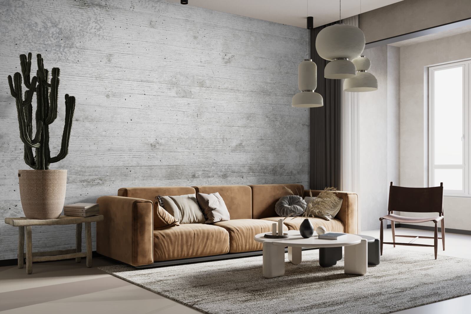 Fotobehang lichtgrijze houten wand