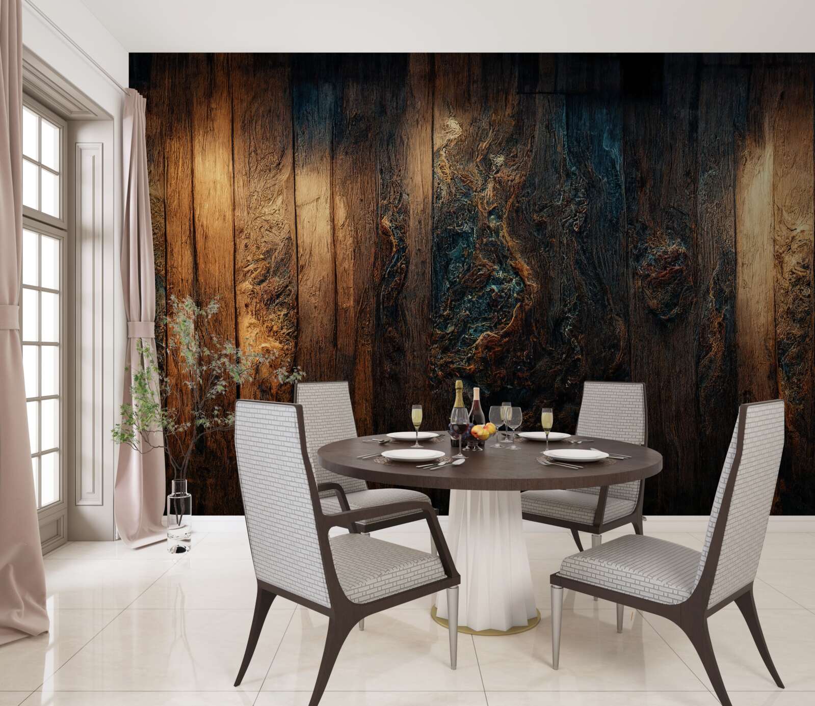 Fotobehang achtergrond van oud, donker hout