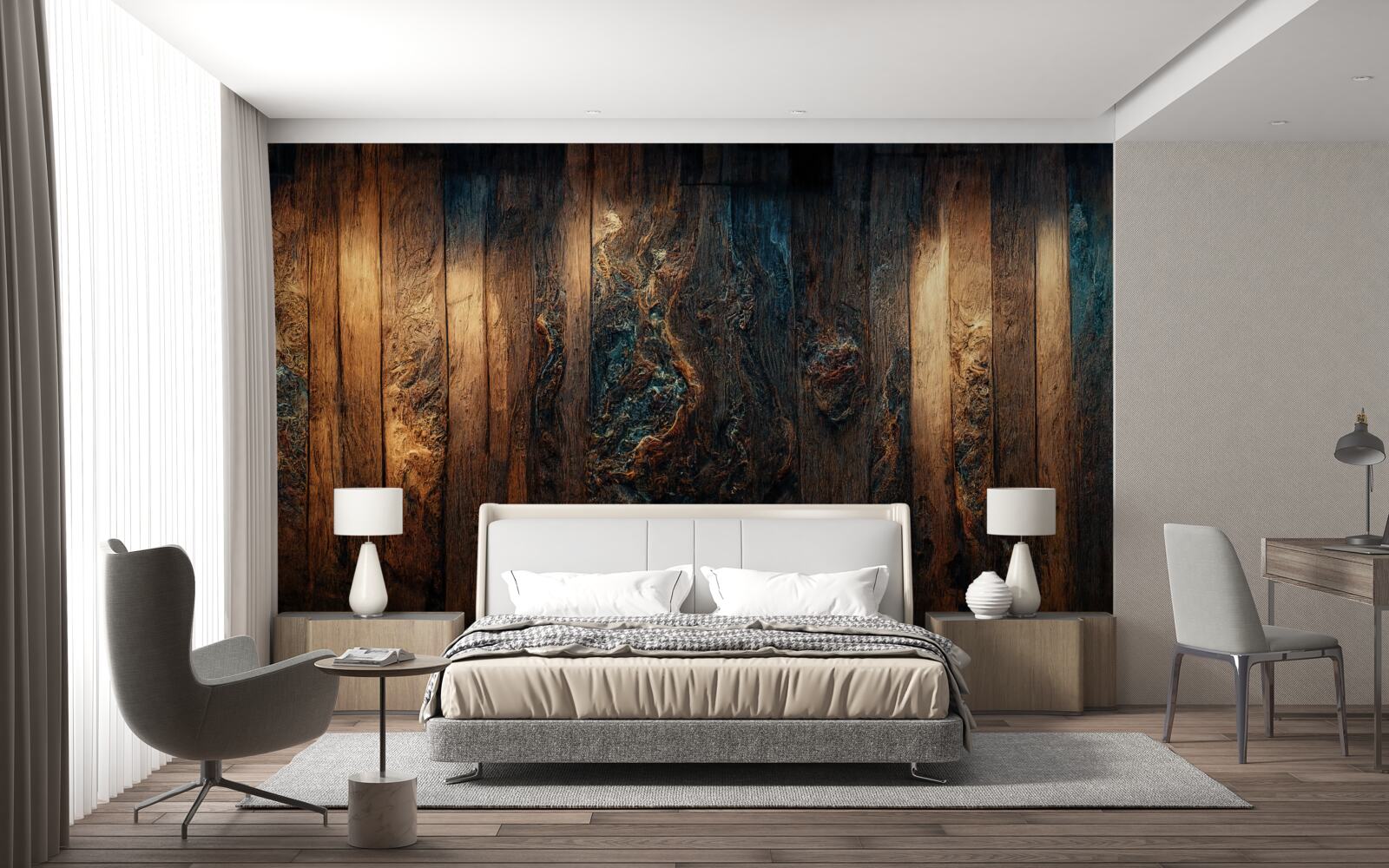 Fotobehang achtergrond van oud, donker hout