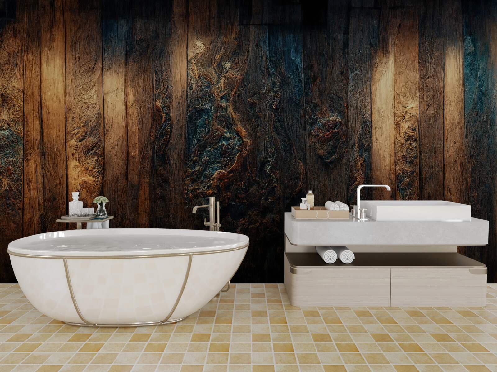 Fotobehang achtergrond van oud, donker hout