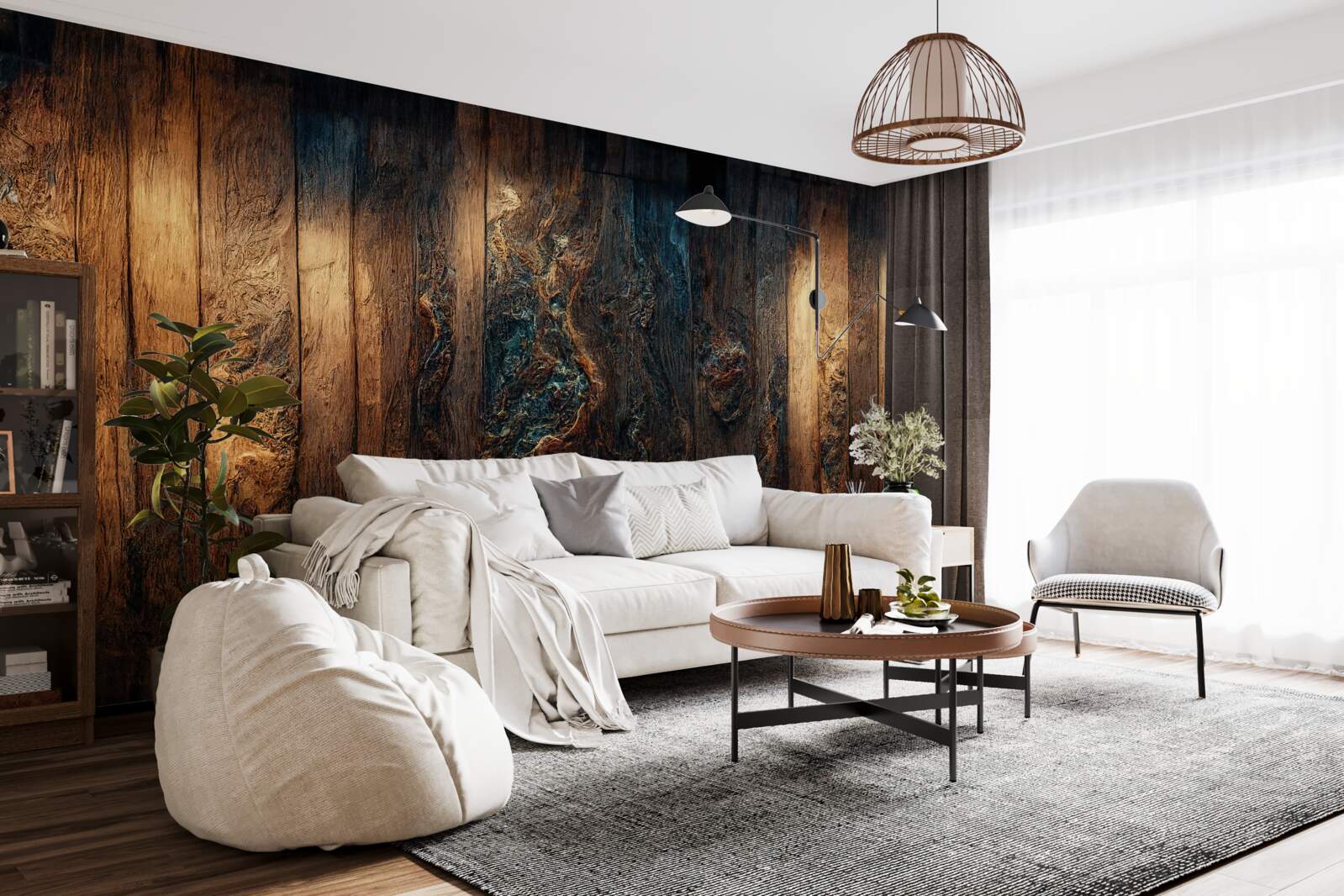 Fotobehang achtergrond van oud, donker hout