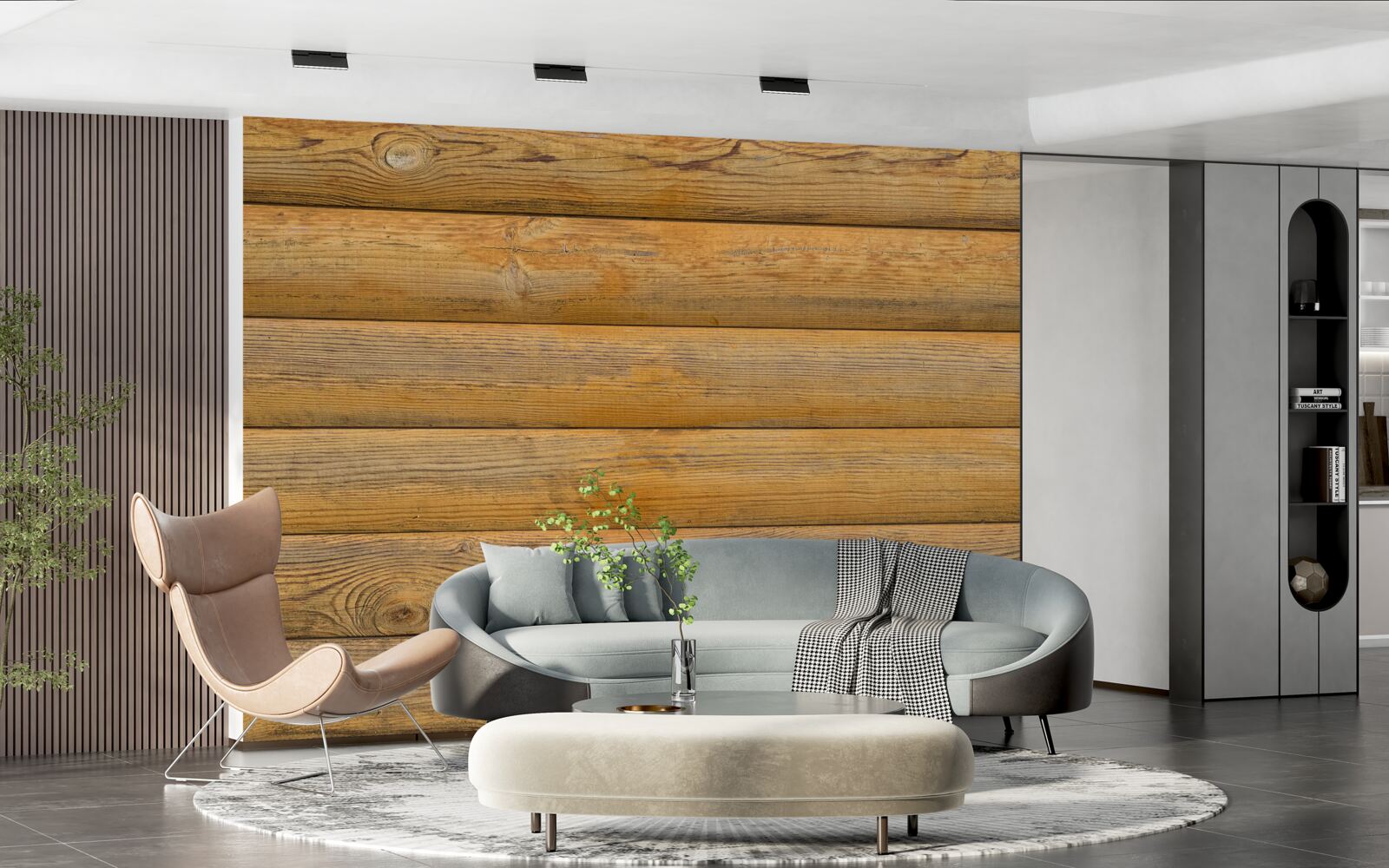 Fotobehang Muur bekleed met balen