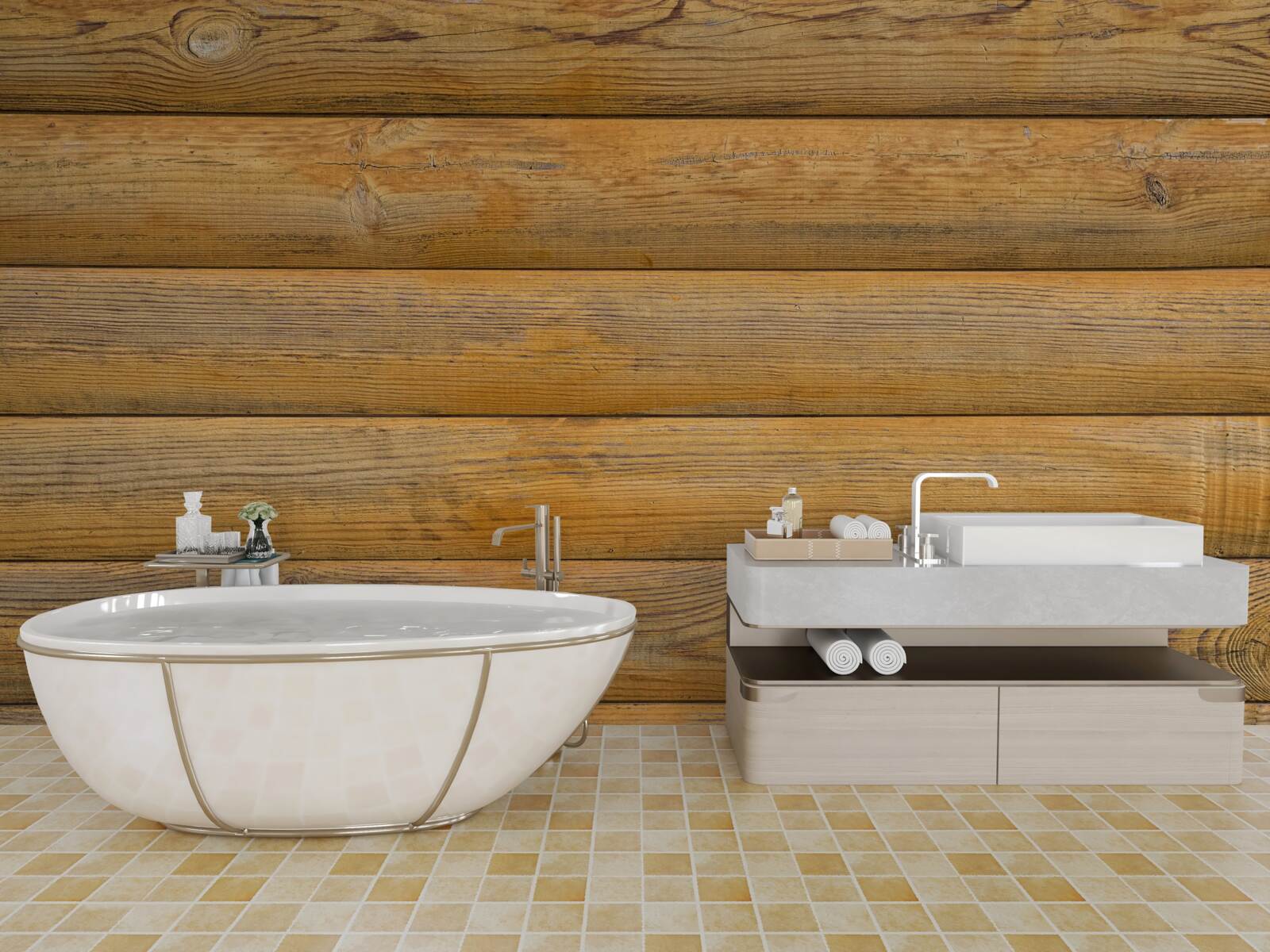 Fotobehang Muur bekleed met balen