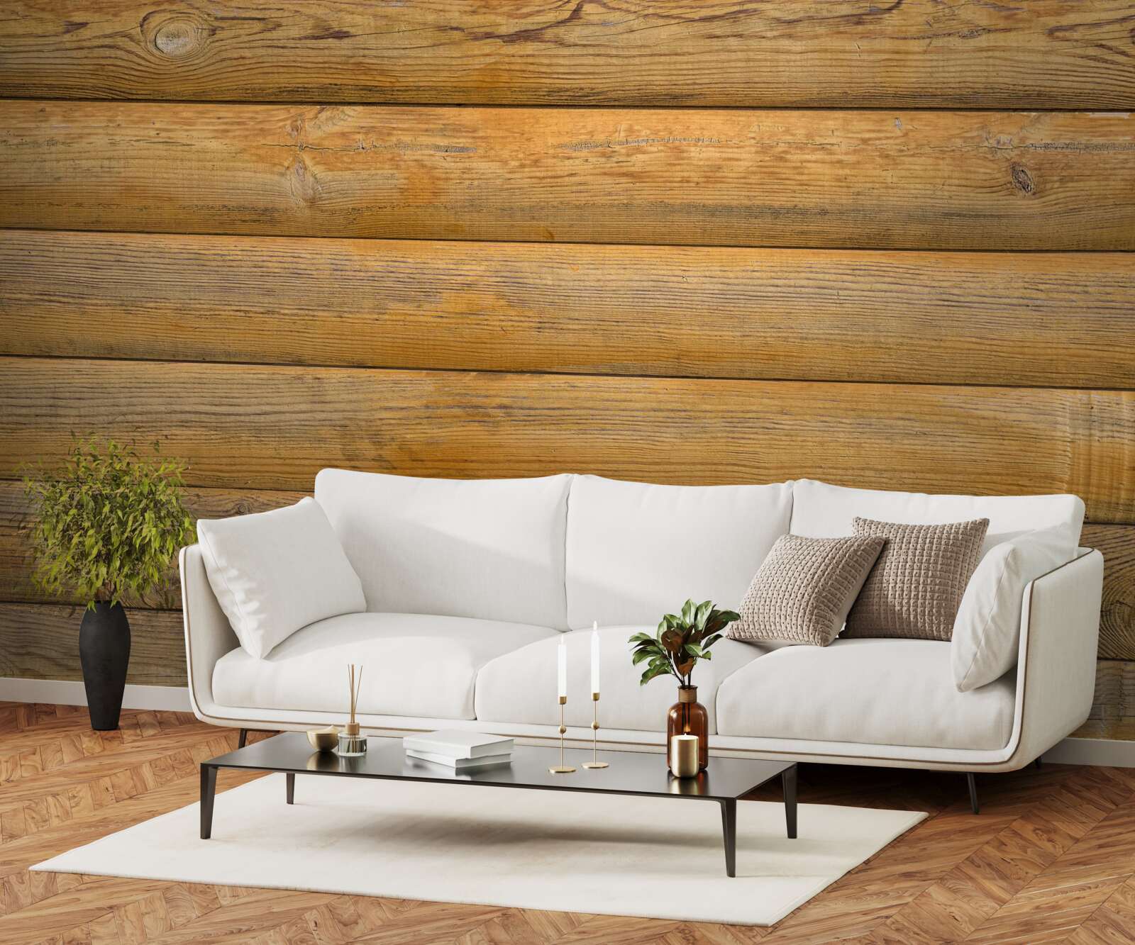 Fotobehang Muur bekleed met balen