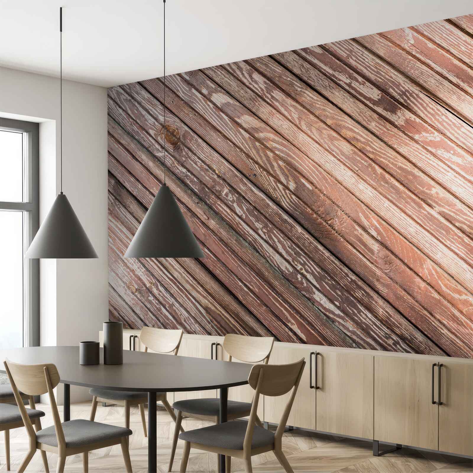 Fotobehang smalle houten spijlen