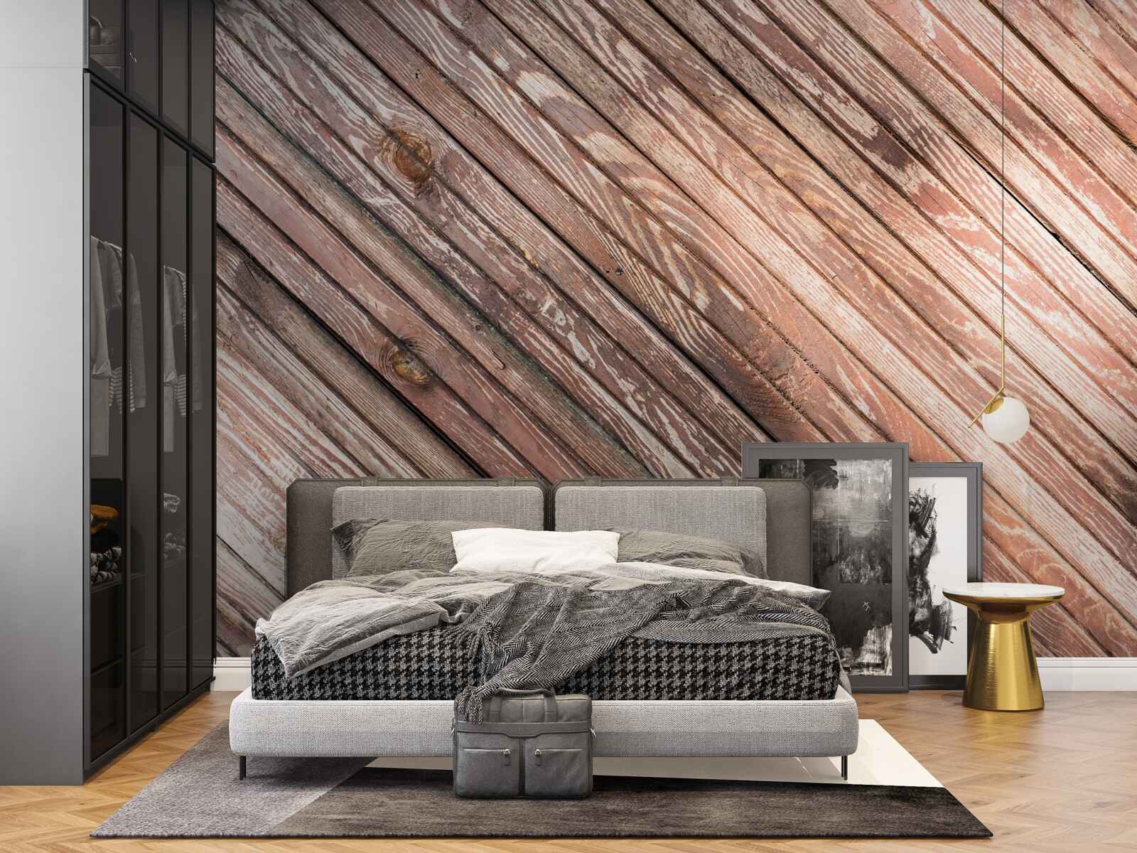 Fotobehang smalle houten spijlen