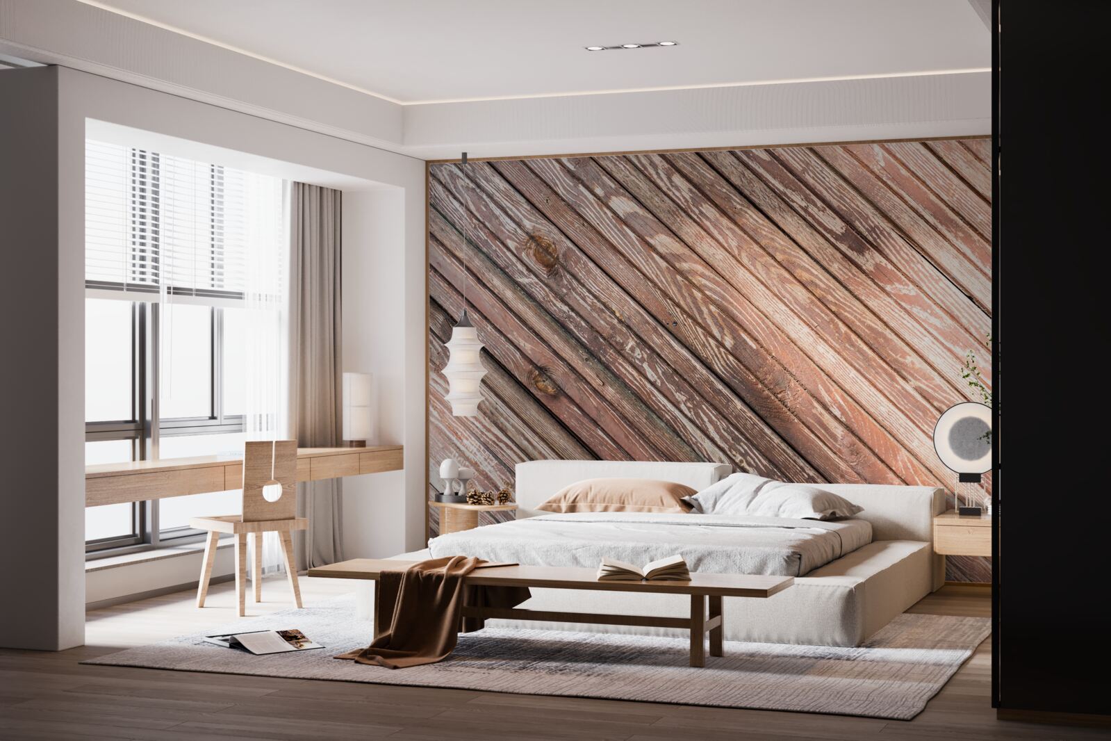 Fotobehang smalle houten spijlen