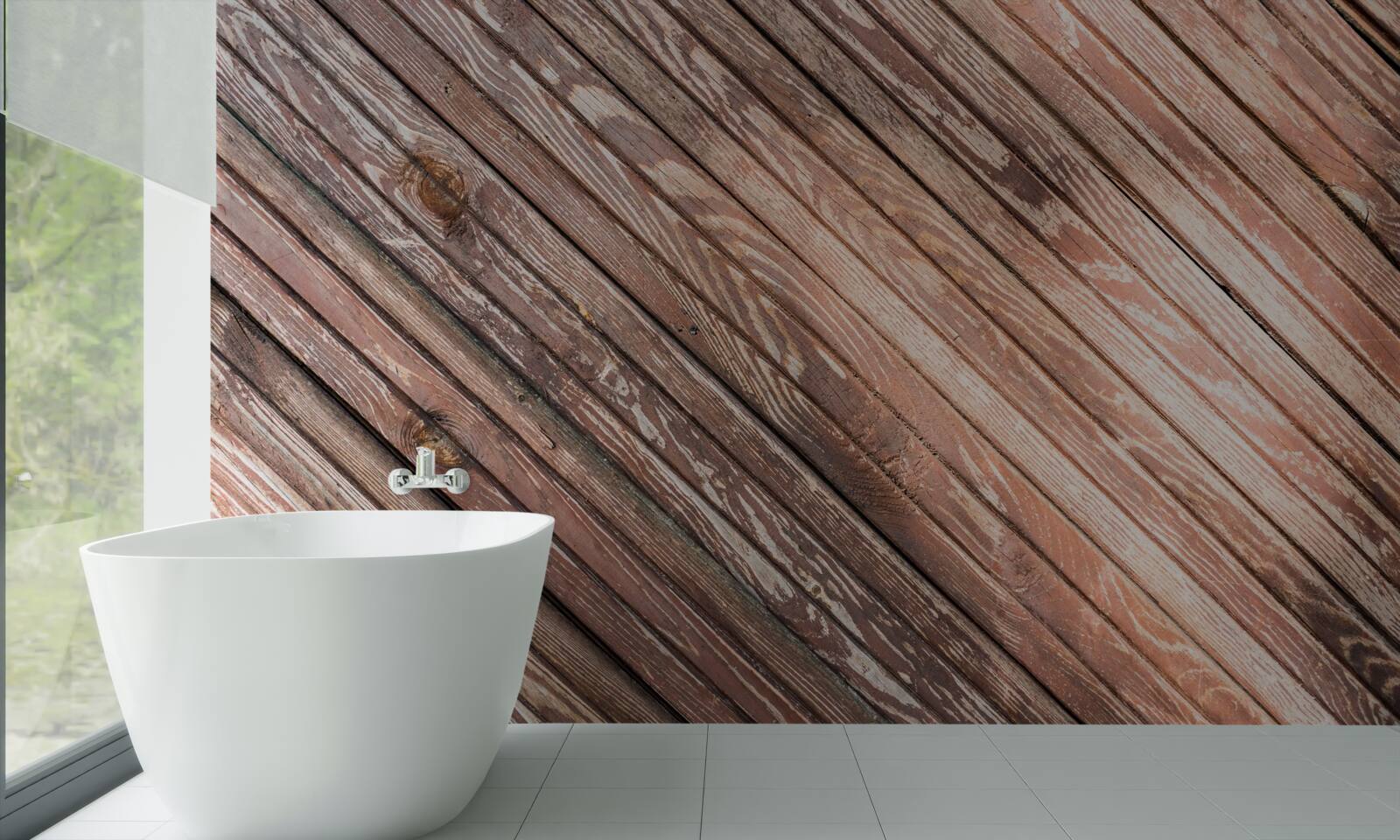 Fotobehang smalle houten spijlen