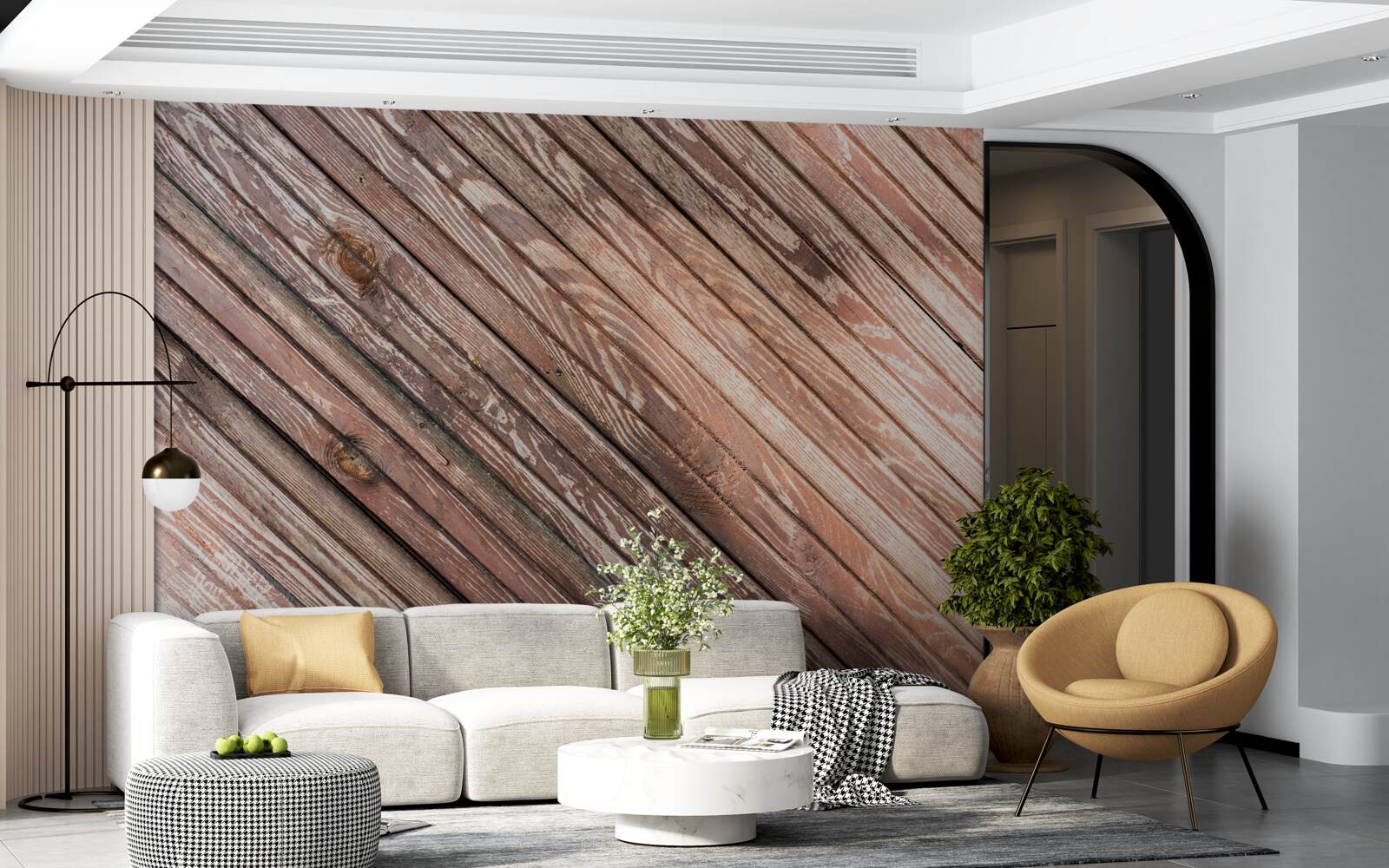 Fotobehang smalle houten spijlen