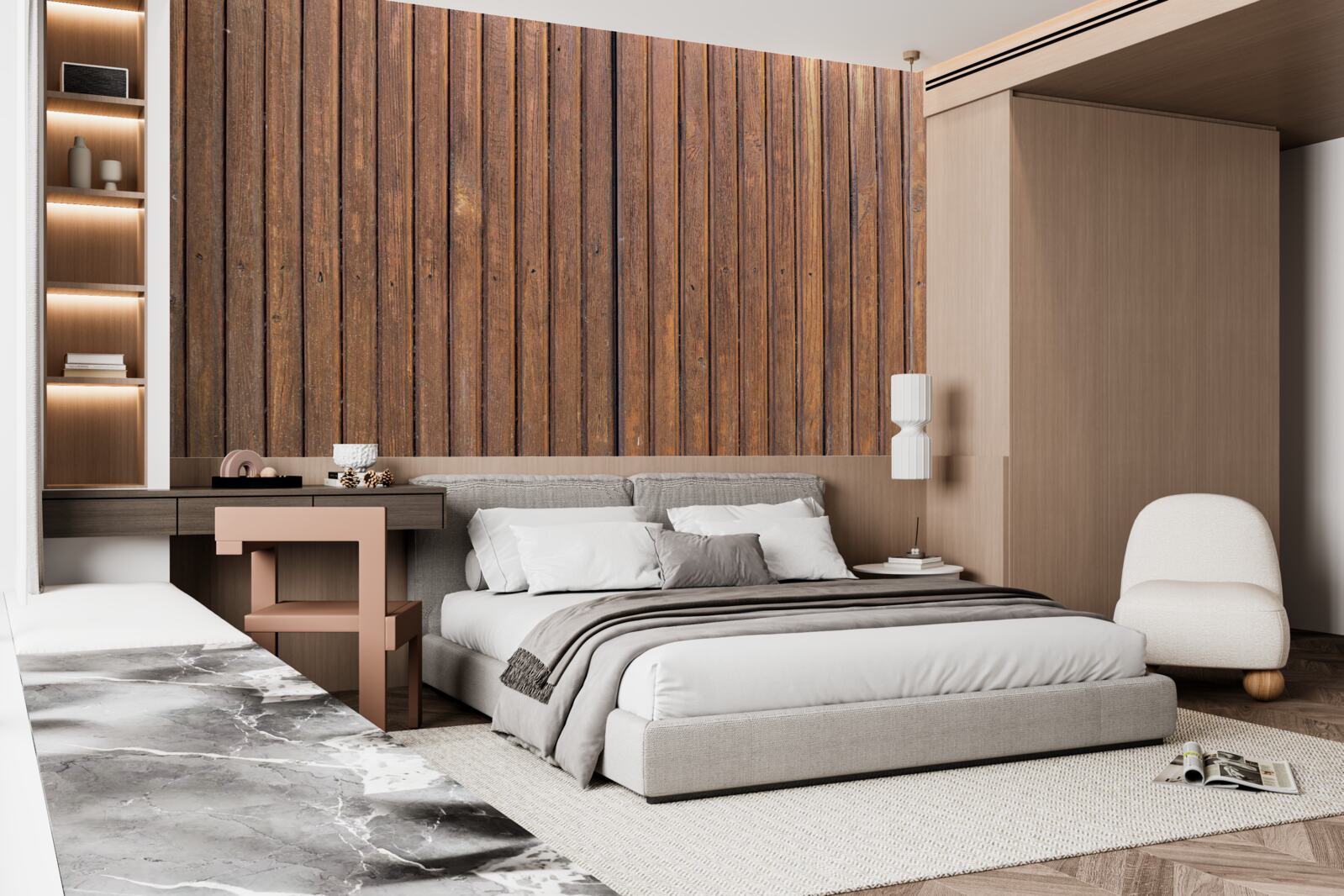 Fotobehang doorlopende barrière van oude houten balken