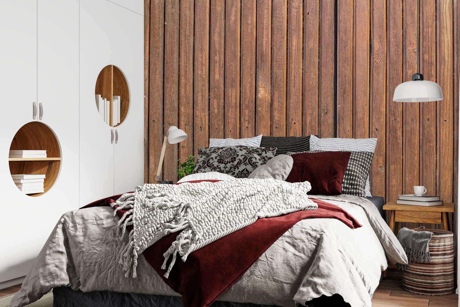 Fotobehang doorlopende barrière van oude houten balken