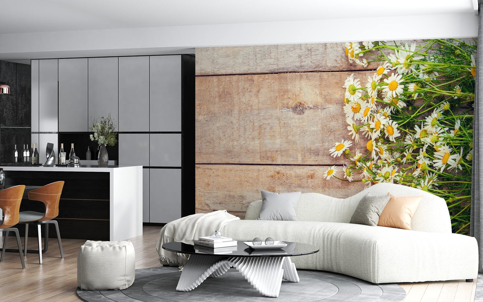 Fotobehang wat madeliefjes op de dansvloer