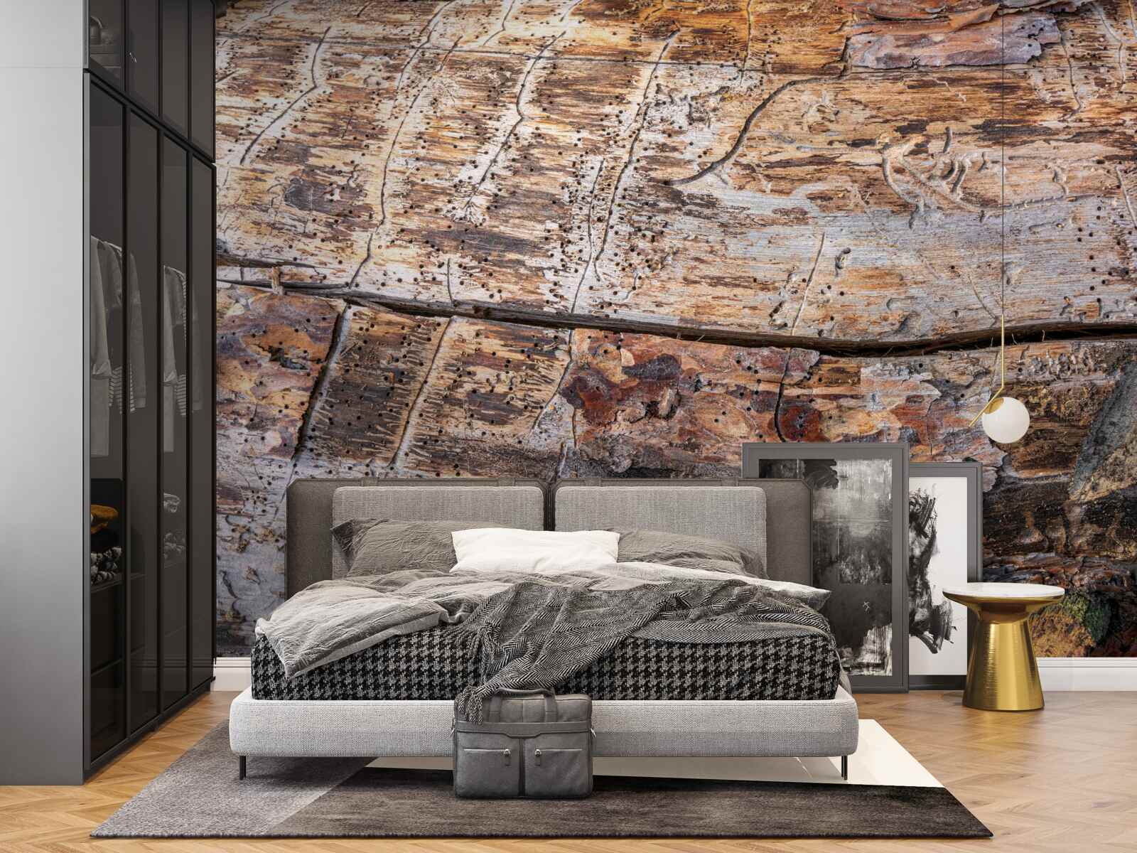 Fotobehang structuur van rottend houtmateriaal