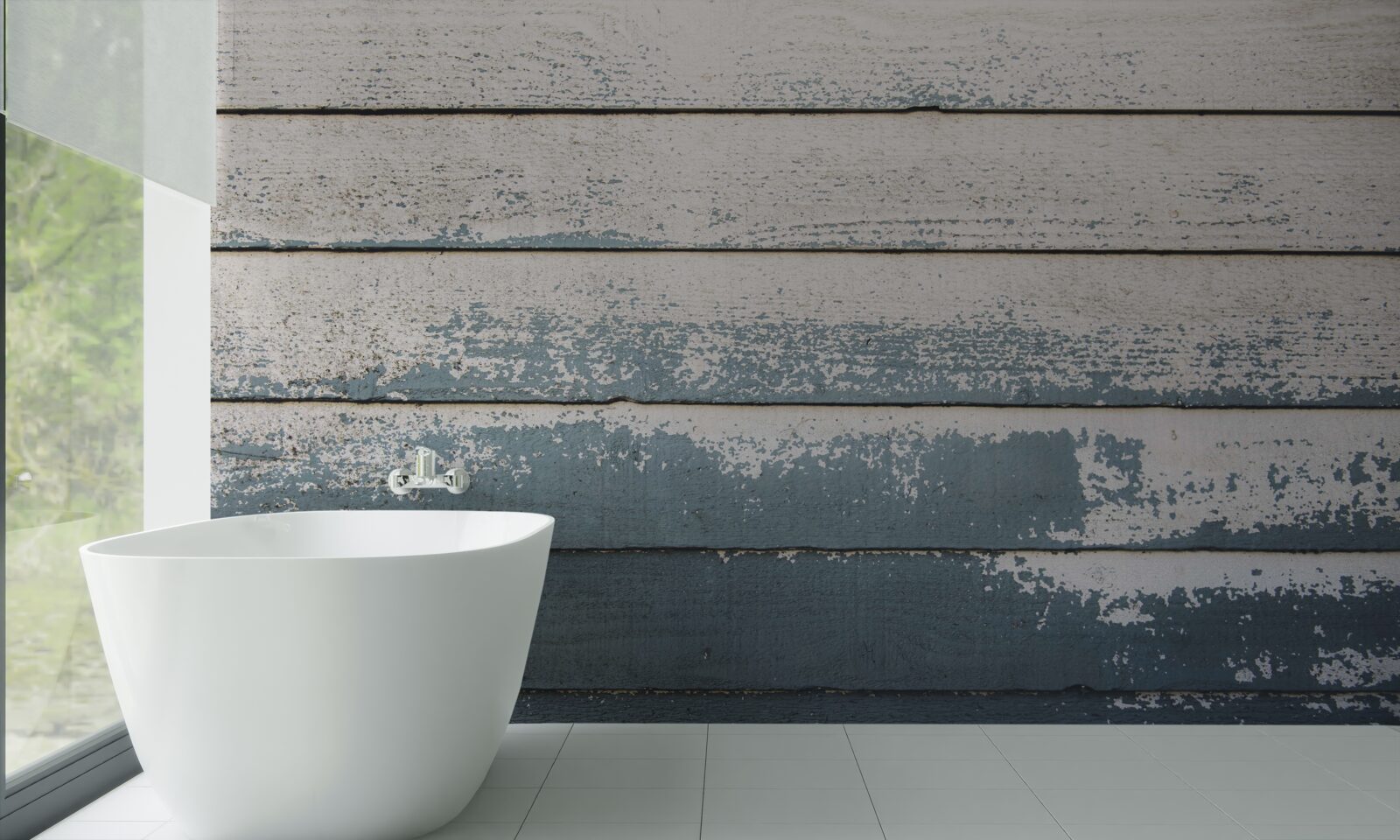 Fotobehang oud houten paneel dat zijn bekleding heeft verloren