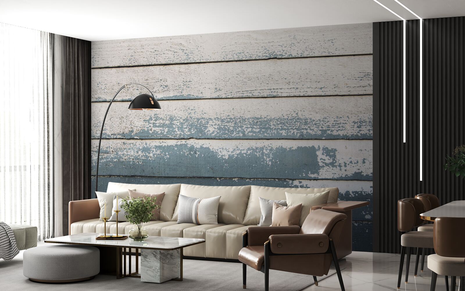 Fotobehang oud houten paneel dat zijn bekleding heeft verloren