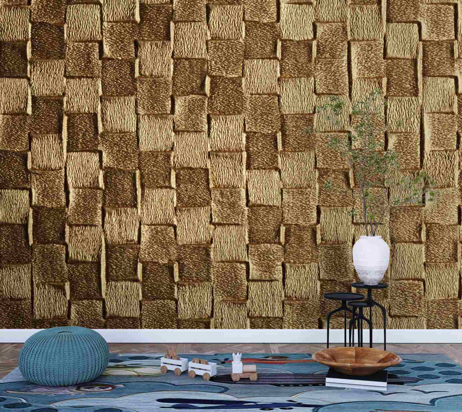 Fotobehang bruin vierkant motief