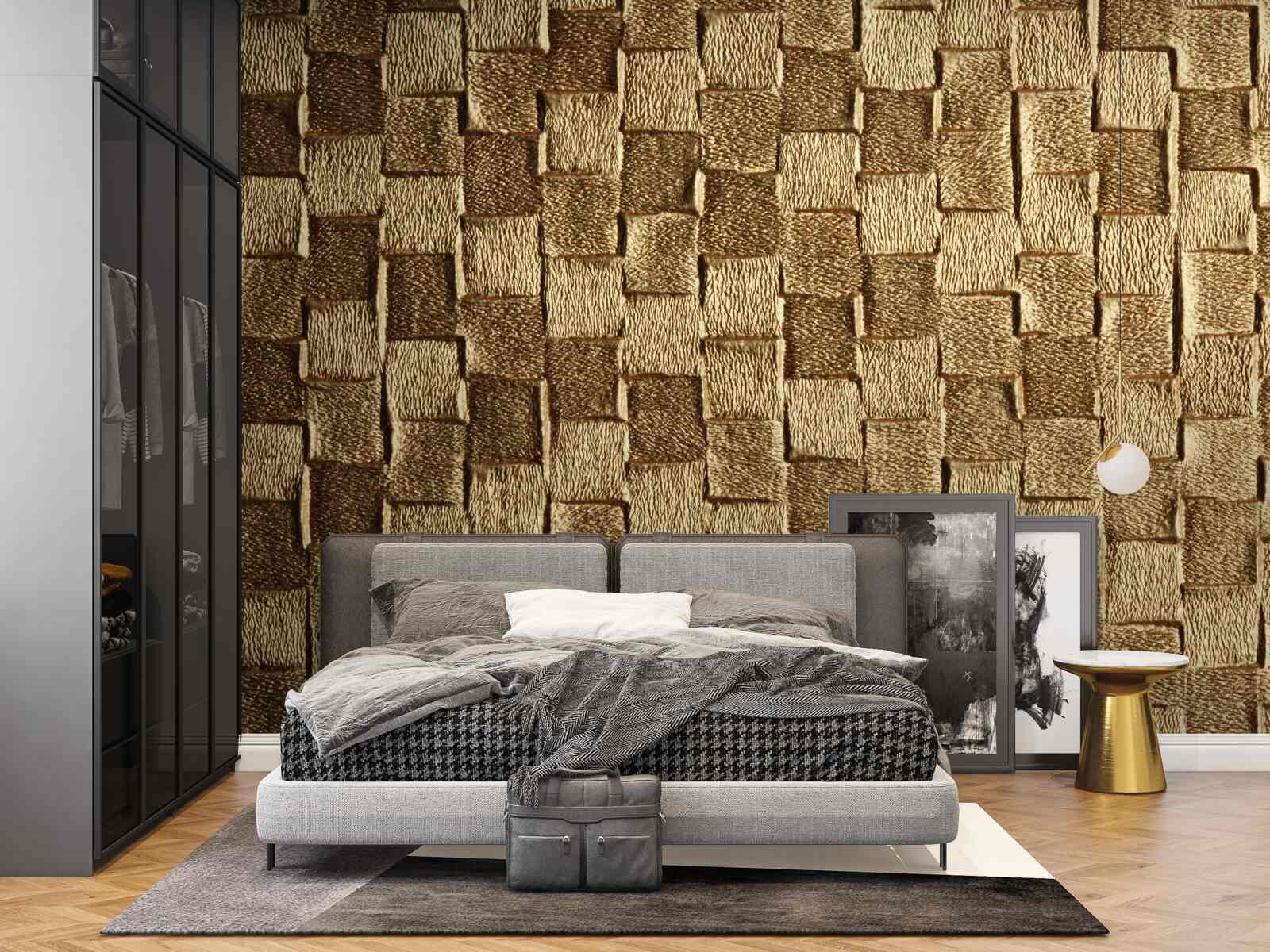 Fotobehang bruin vierkant motief