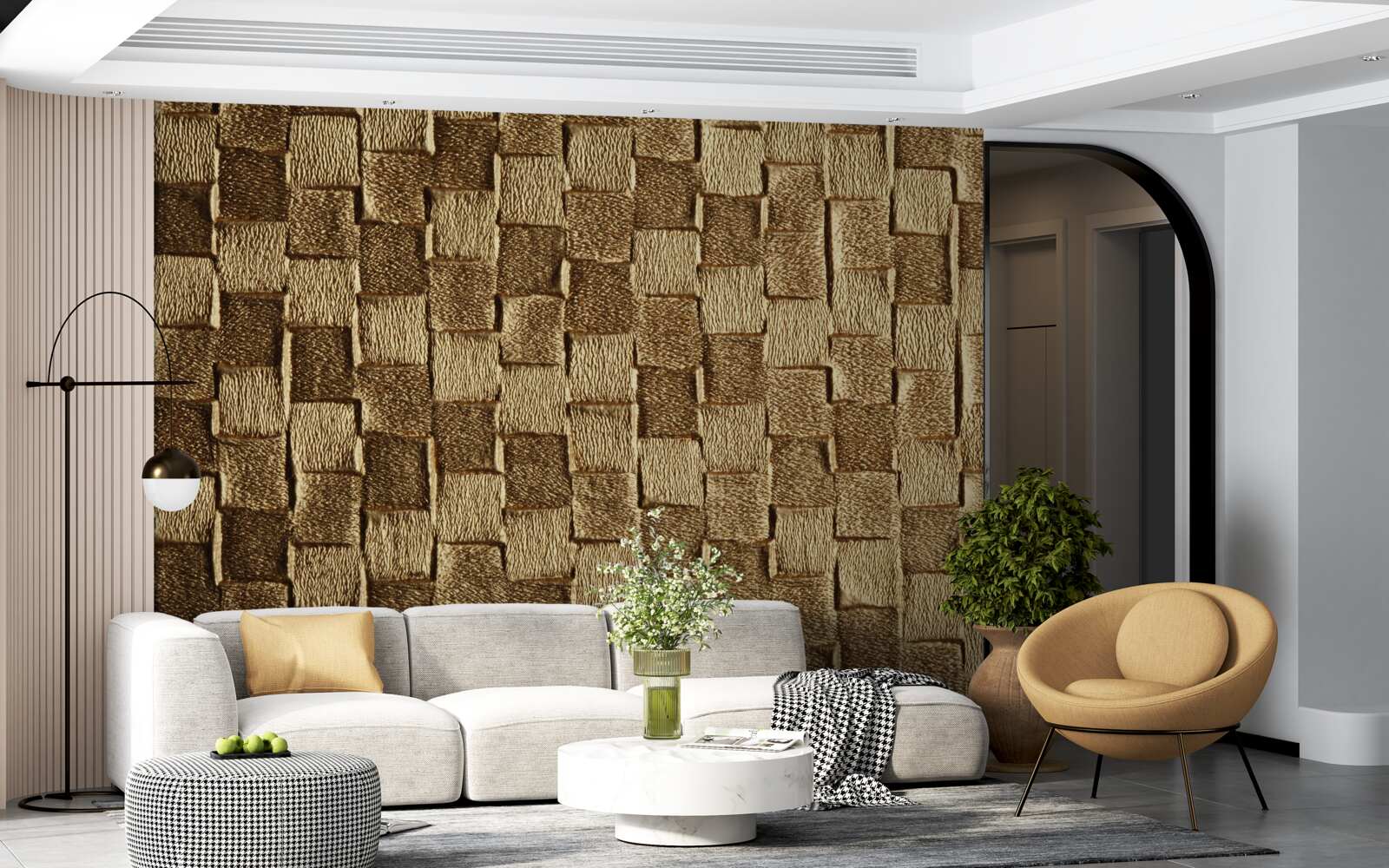 Fotobehang bruin vierkant motief